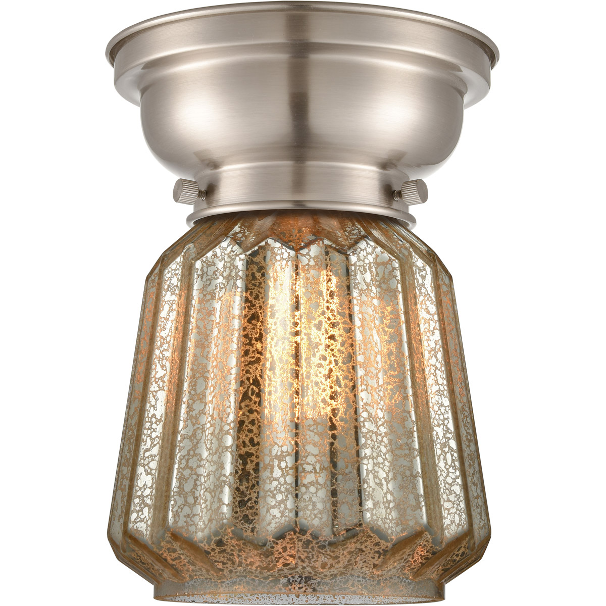 Aditi Chatham LED 6 inch Brushed Satin Nickel Flush Mount Ceiling Light in Mercury Glass, Aditi