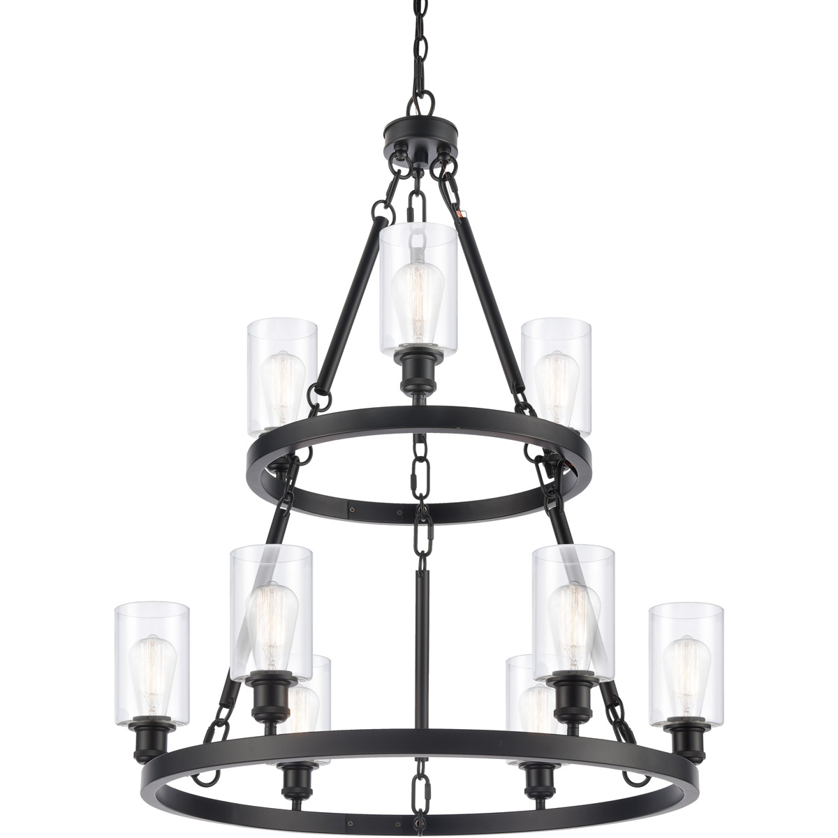Ballston Saloon LED 30 inch Matte Black Chandelier Ceiling Light in Clear Glass, Ballston