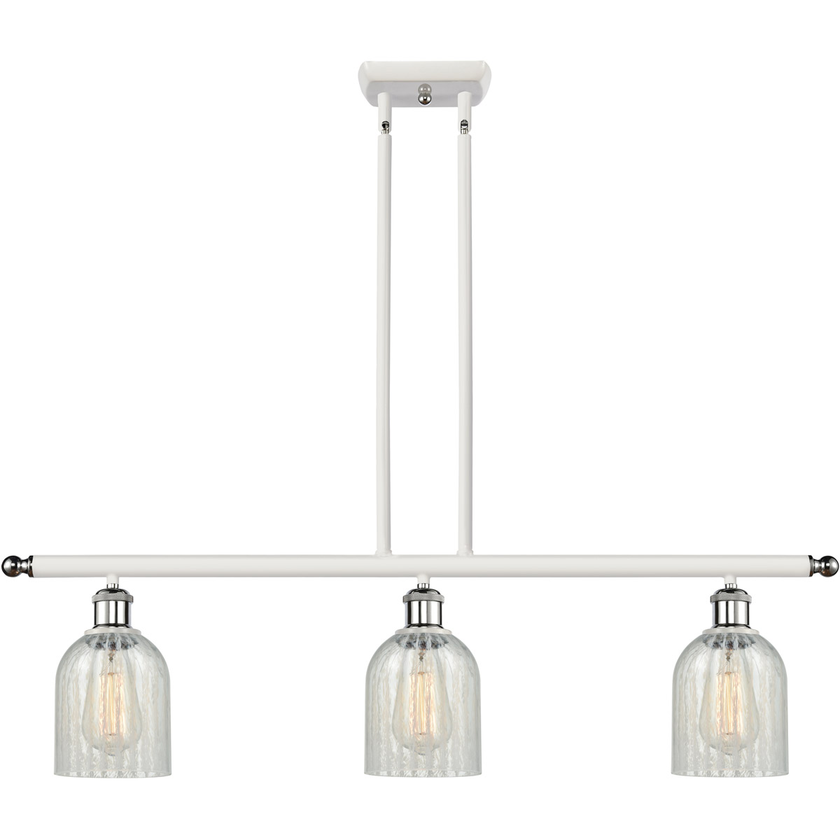 Ballston Caledonia LED 36 inch White and Polished Chrome Island Light Ceiling Light in Mouchette Glass, Ballston