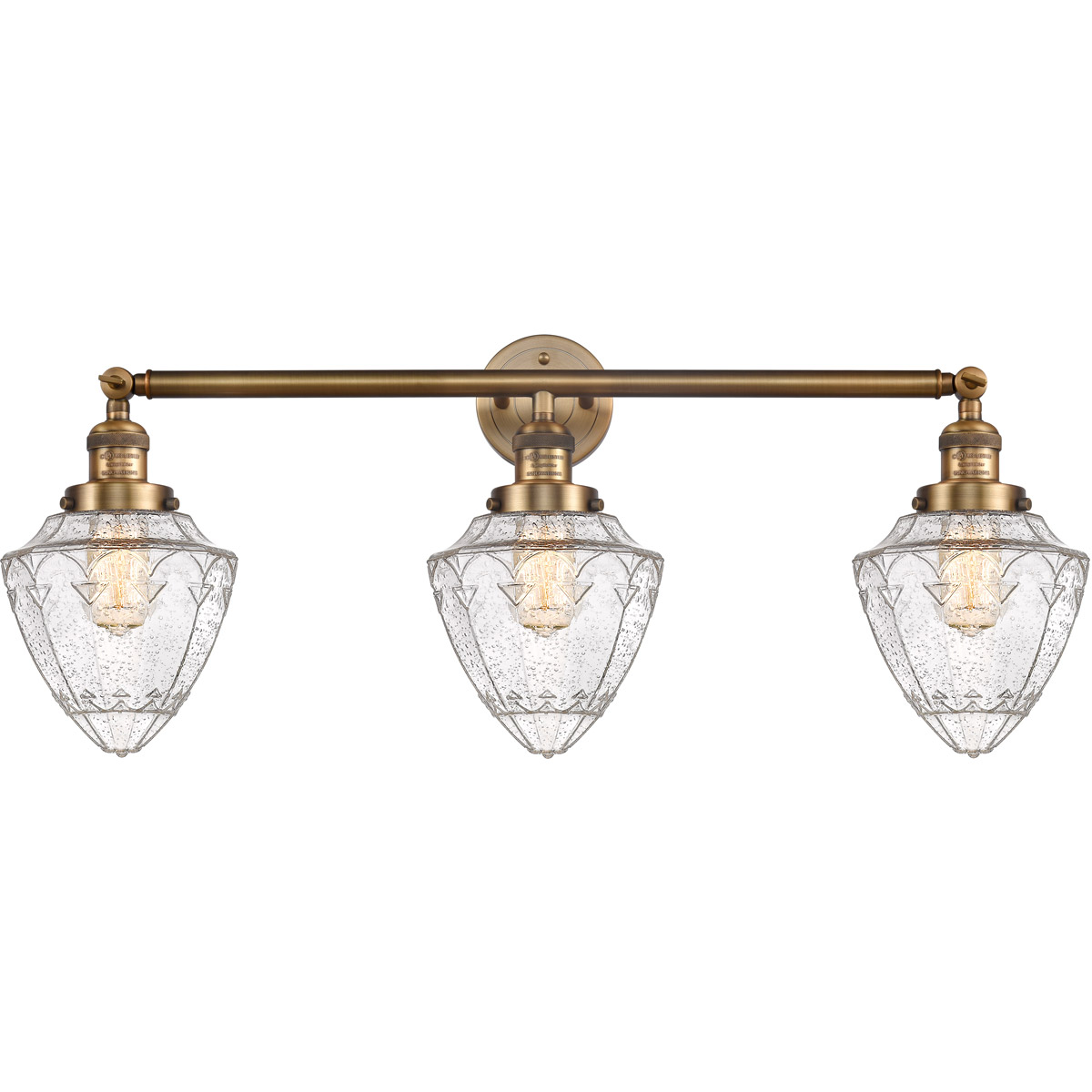 Franklin Restoration Bullet 3 Light 34 inch Brushed Brass Bath Vanity Light Wall Light