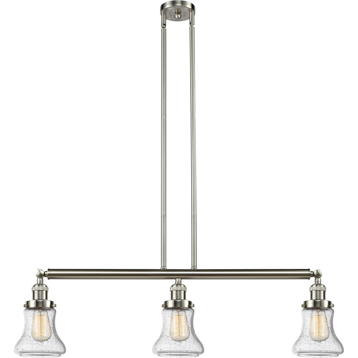 Franklin Restoration Bellmont LED 38.75 inch Brushed Satin Nickel Island Light Ceiling Light in Seedy Glass, Franklin Restoration