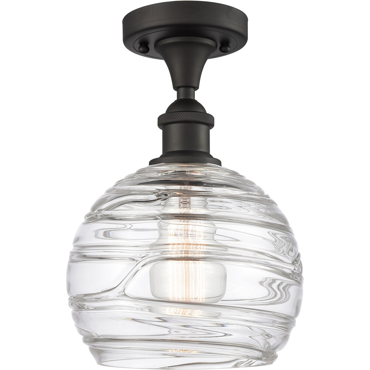 Ballston Deco Swirl 1 Light 8 inch Oil Rubbed Bronze Semi-Flush Mount Ceiling Light, Ballston