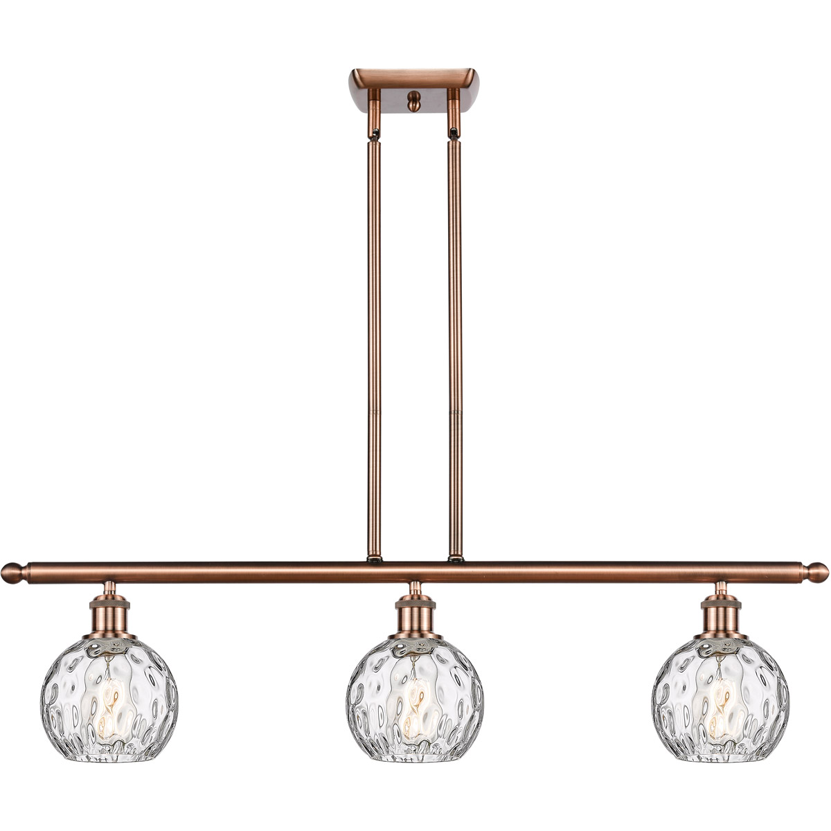 Ballston Athens Water Glass LED 36 inch Antique Copper Island Light Ceiling Light