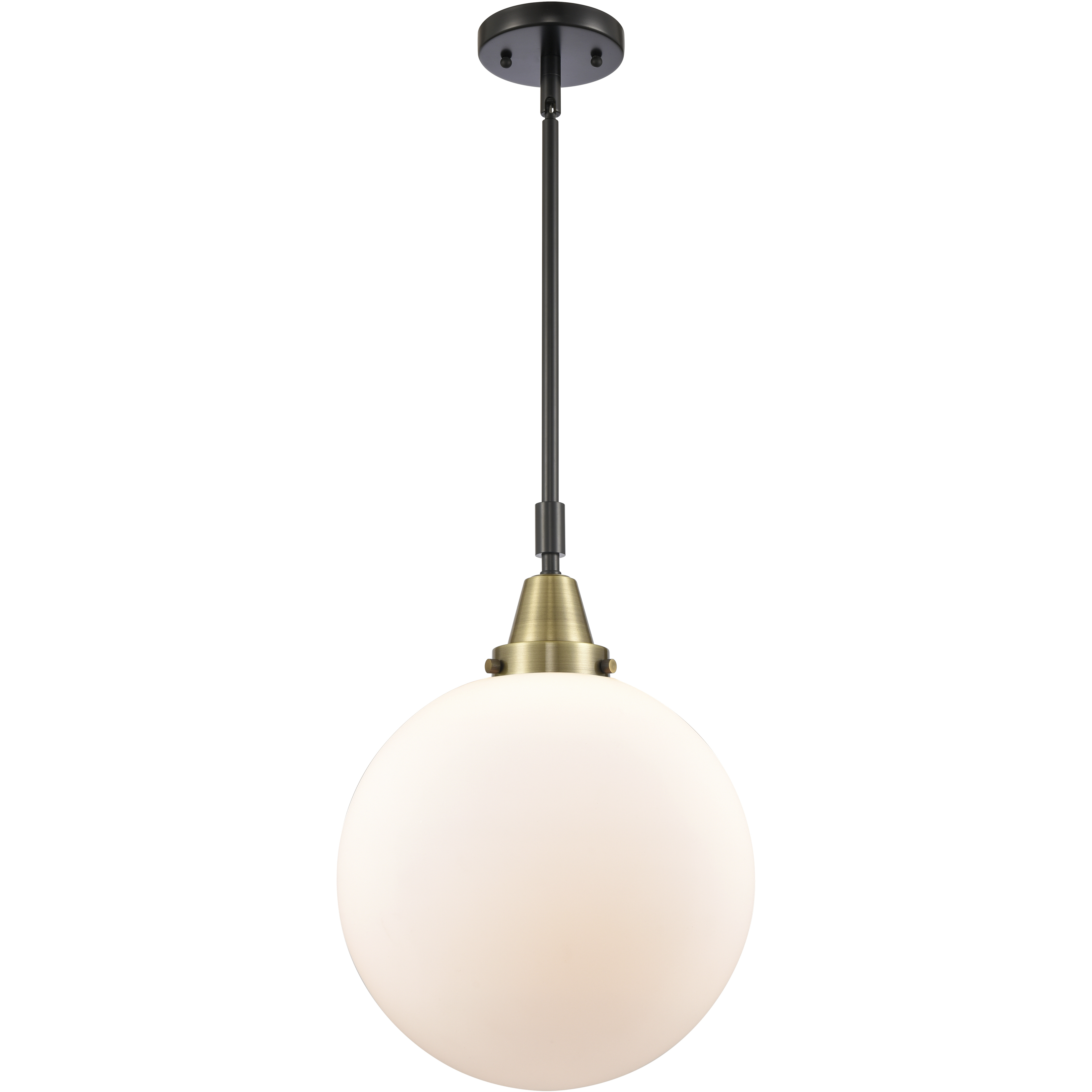 Franklin Restoration Beacon LED 12 inch Black Antique Brass Mini Pendant Ceiling Light in Matte White Glass