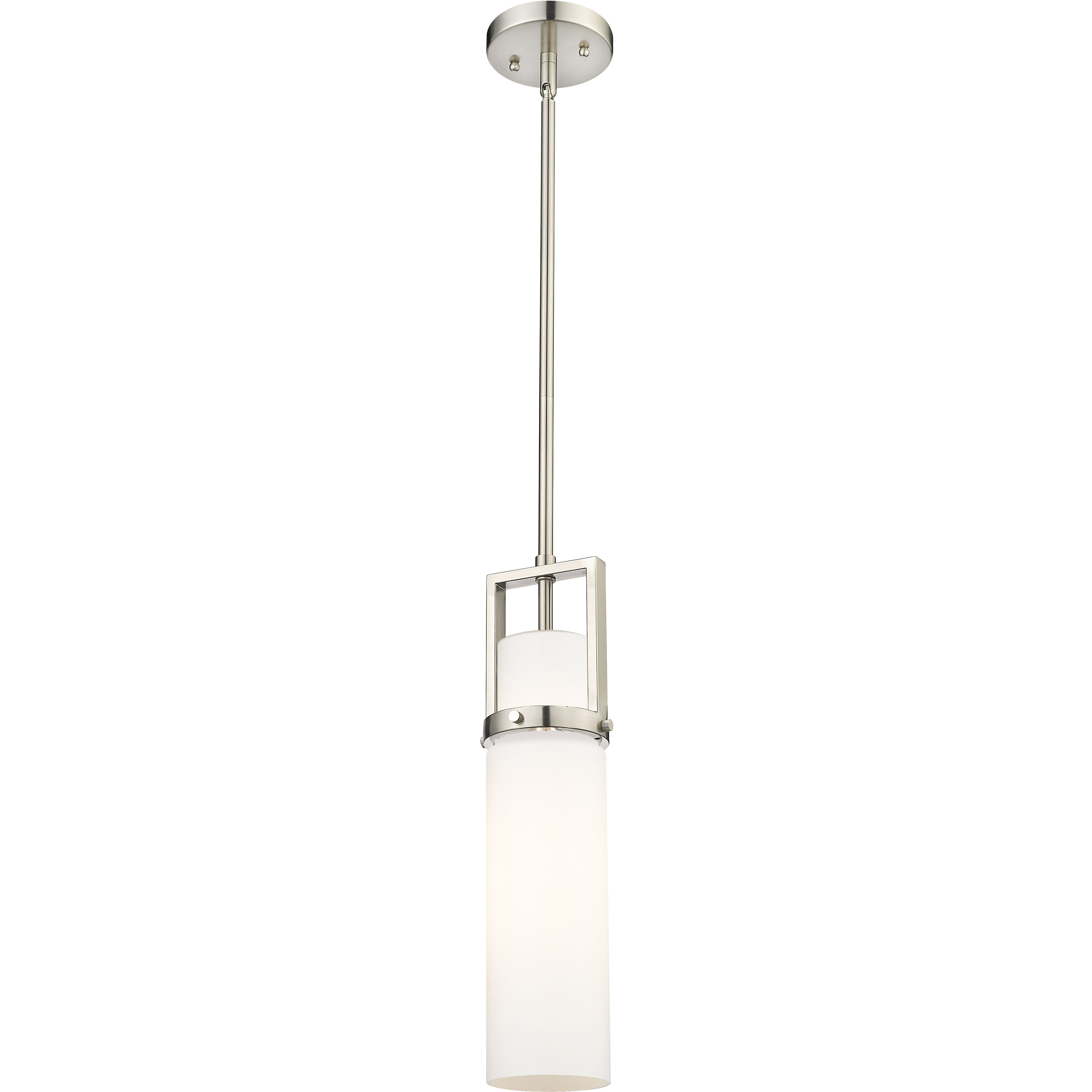 Utopia 1 Light 4.25 inch Satin Nickel Pendant Ceiling Light in Matte White Glass