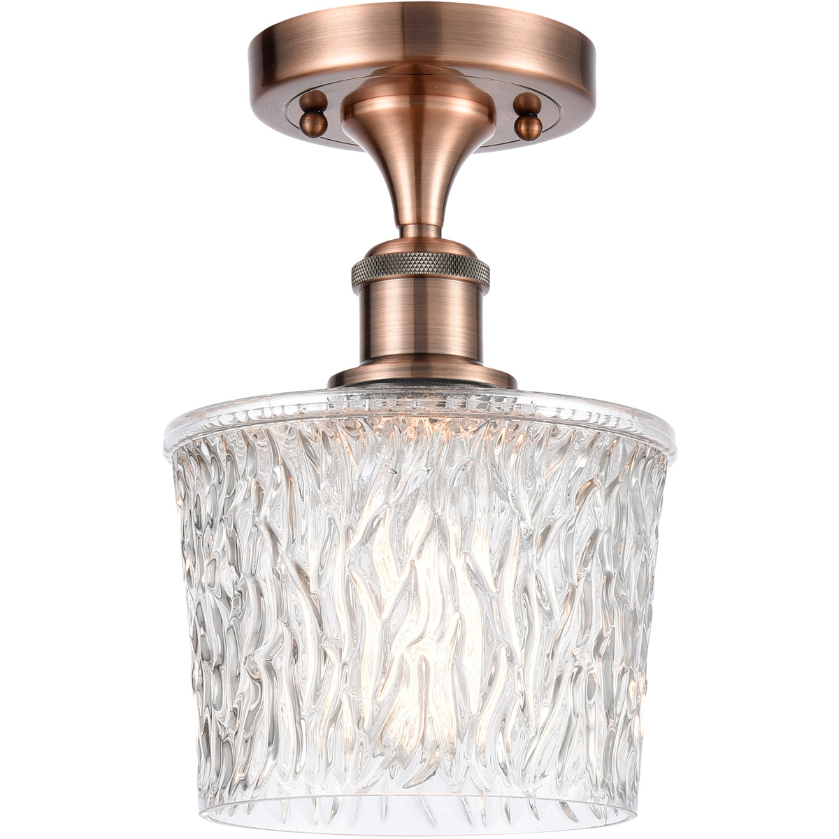 Ballston Niagra 1 Light 7 inch Antique Copper Semi-Flush Mount Ceiling Light, Ballston