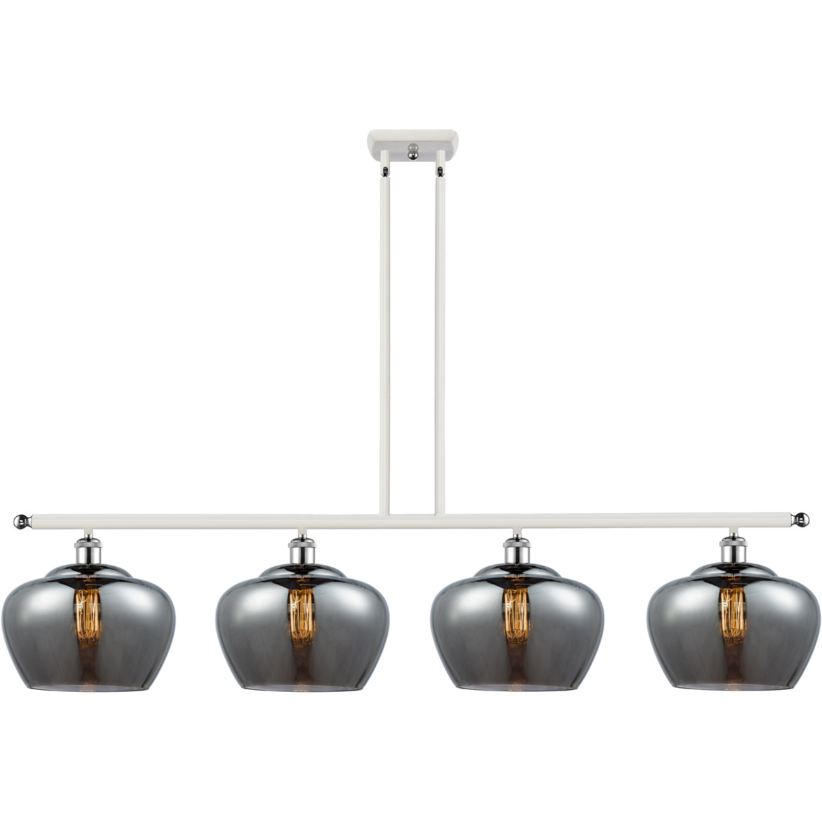 Ballston Large Fenton LED 48 inch White and Polished Chrome Island Light Ceiling Light in Plated Smoke Glass, Ballston