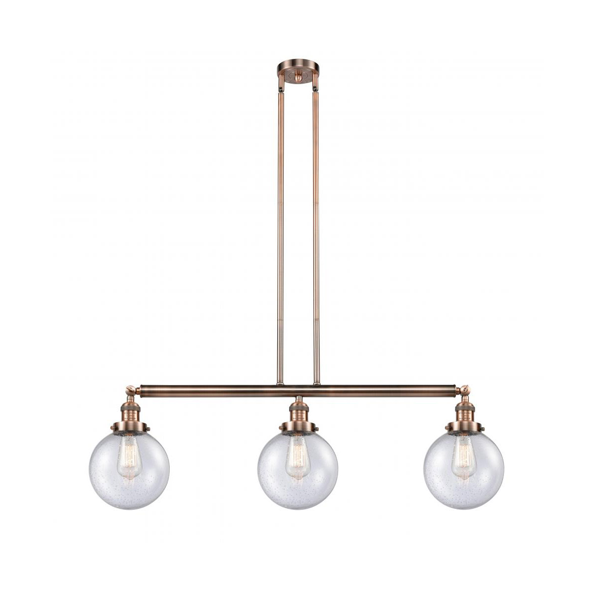 Franklin Restoration Large Beacon LED 41 inch Antique Copper Island Light Ceiling Light in Seedy Glass, Franklin Restoration