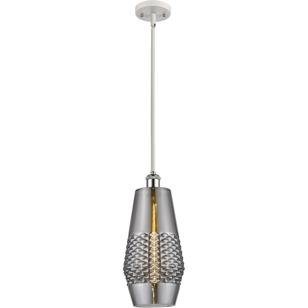 Ballston Windham LED 7 inch White and Polished Chrome Mini Pendant Ceiling Light in Plated Smoke Glass