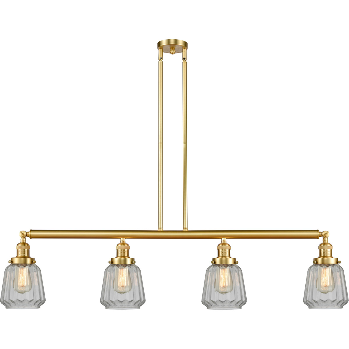 Franklin Restoration Chatham LED 50.88 inch Satin Gold Island Light Ceiling Light in Clear Glass, Franklin Restoration
