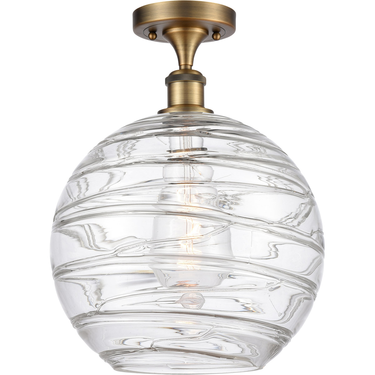 Ballston X-Large Deco Swirl LED 12 inch Brushed Brass Semi-Flush Mount Ceiling Light, Ballston