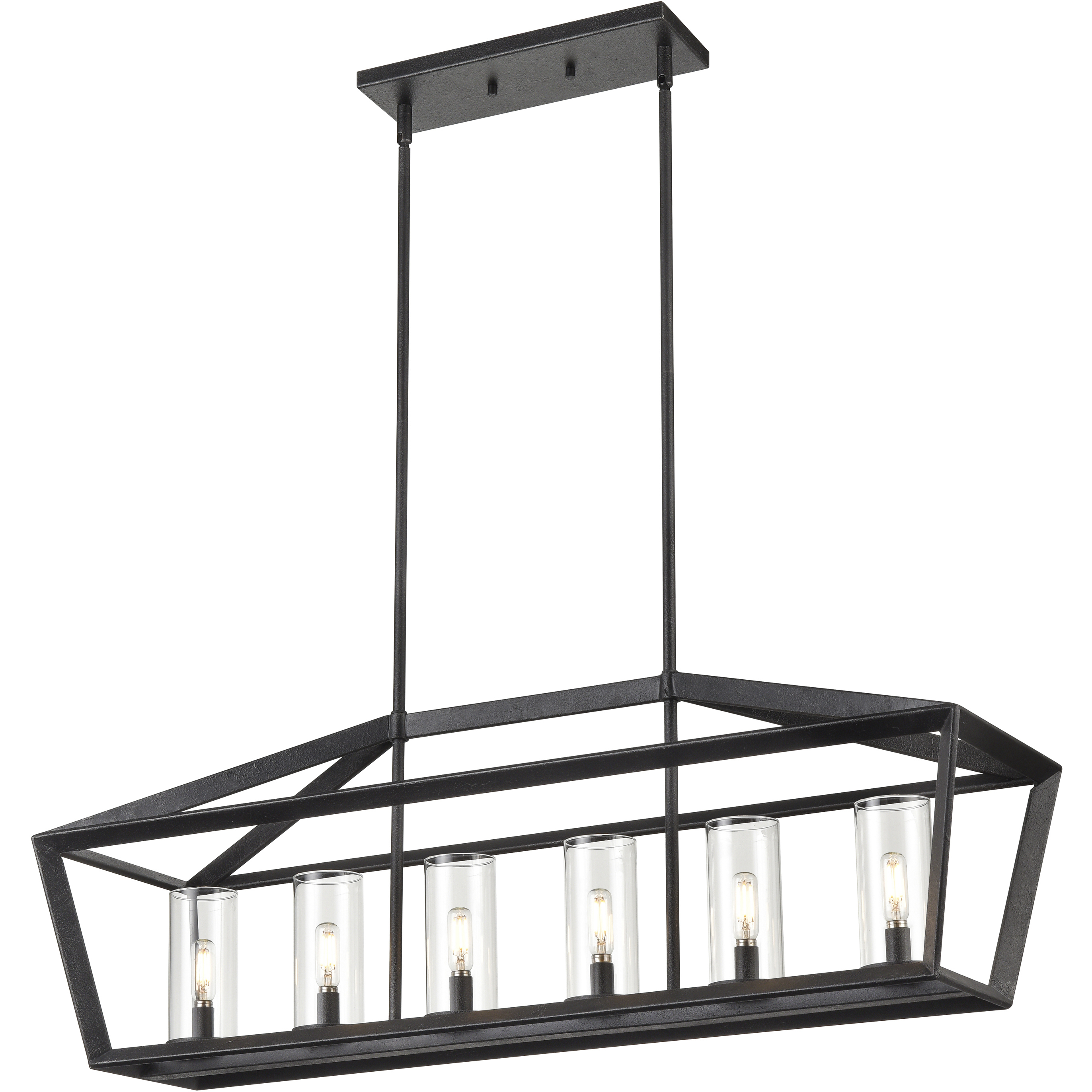 Colchester 6 Light 39 inch Weathered Zinc Linear Pendant Ceiling Light