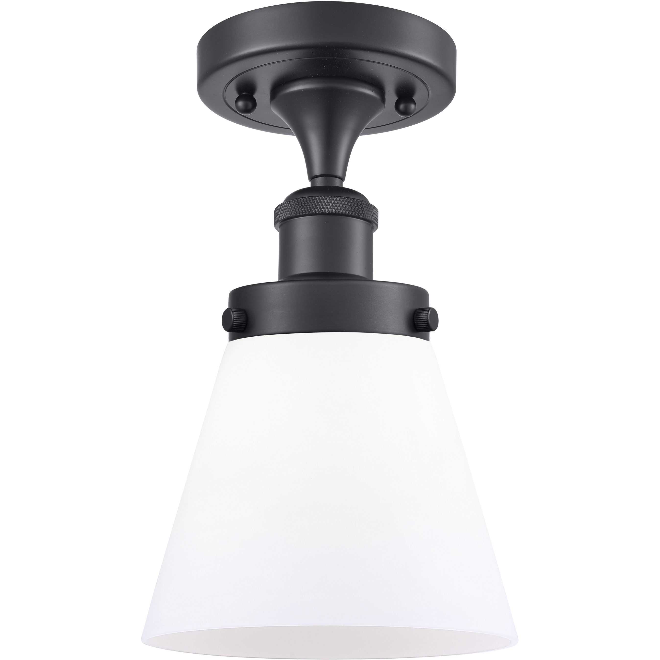 Cone 1 Light 6.5 inch Matte Black Semi-Flush Mount Ceiling Light