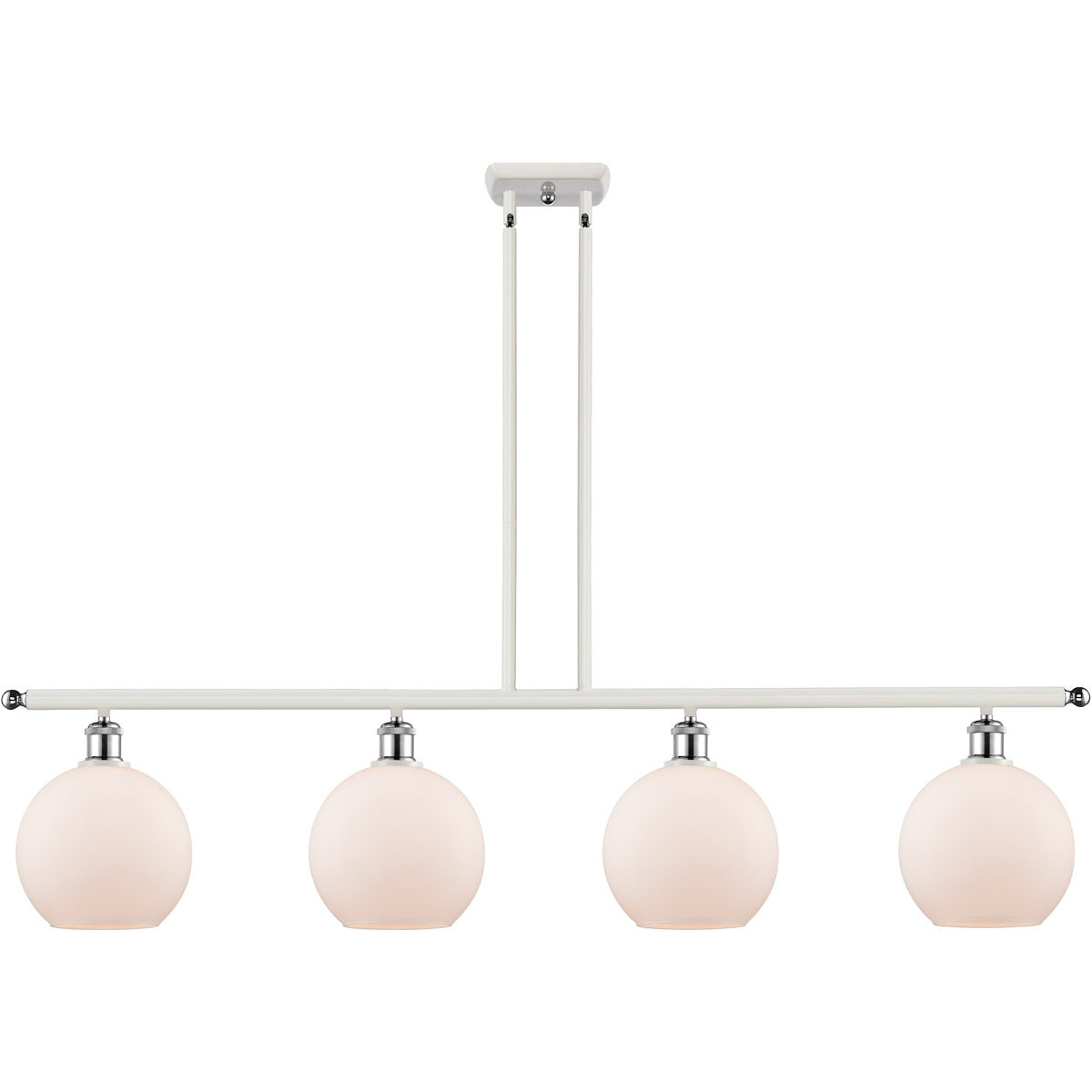 Ballston Athens 4 Light 48 inch White and Polished Chrome Island Light Ceiling Light in Matte White Glass, Ballston