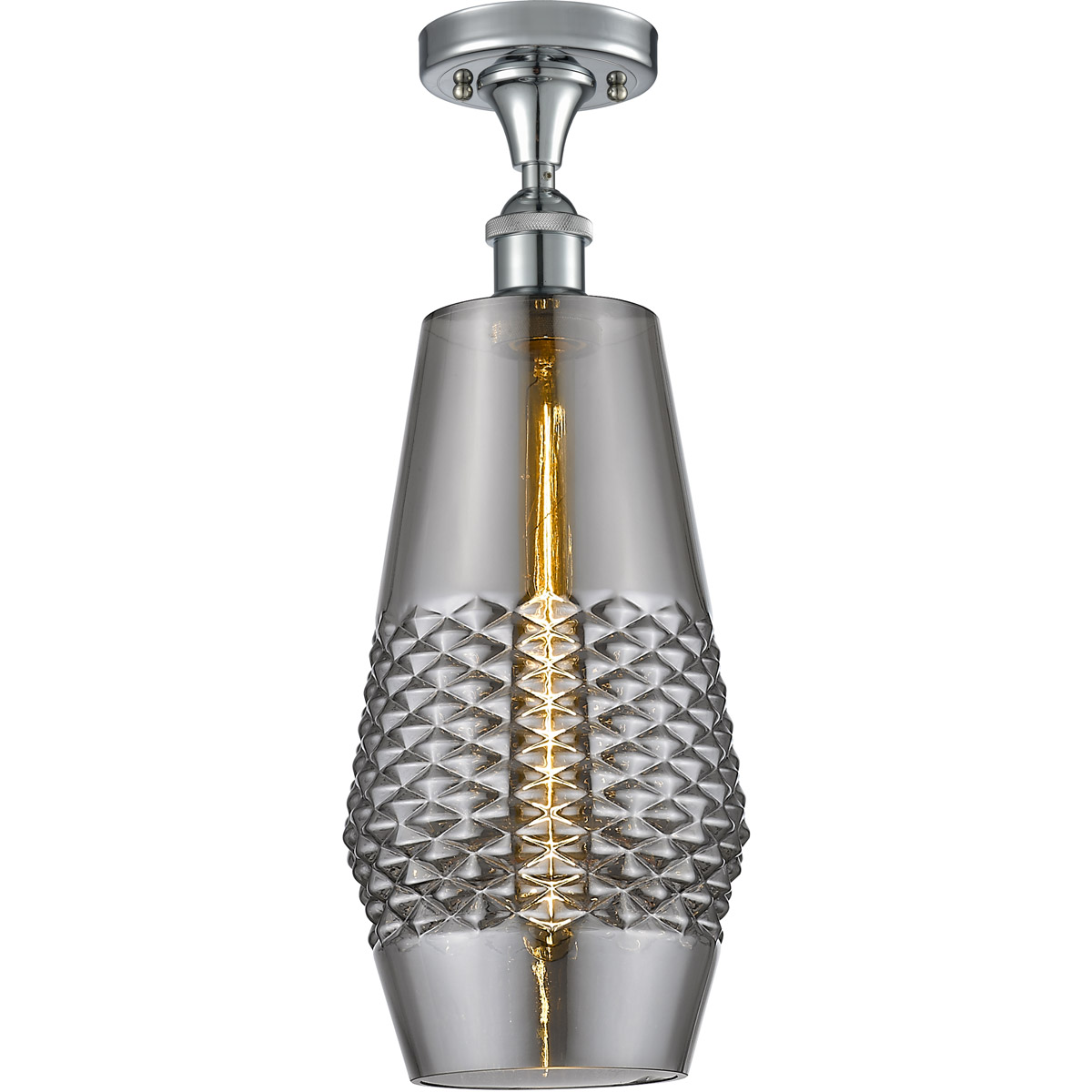 Ballston Windham LED 7 inch Polished Chrome Semi-Flush Mount Ceiling Light in Plated Smoke Glass