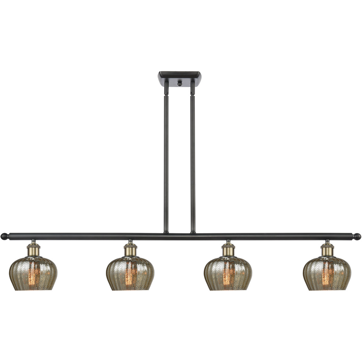 Ballston Fenton 4 Light 48 inch Black Antique Brass Island Light Ceiling Light in Mercury Glass, Ballston