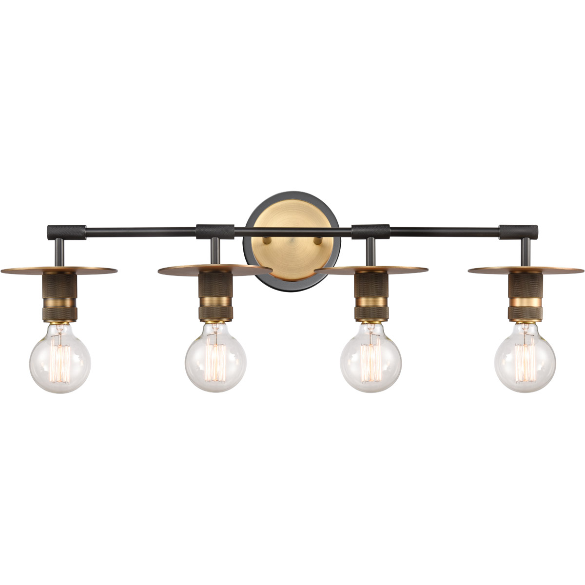 Restoration Aurora 4 Light 30 inch Black Brushed Brass Bath Vanity Light Wall Light, Restoration