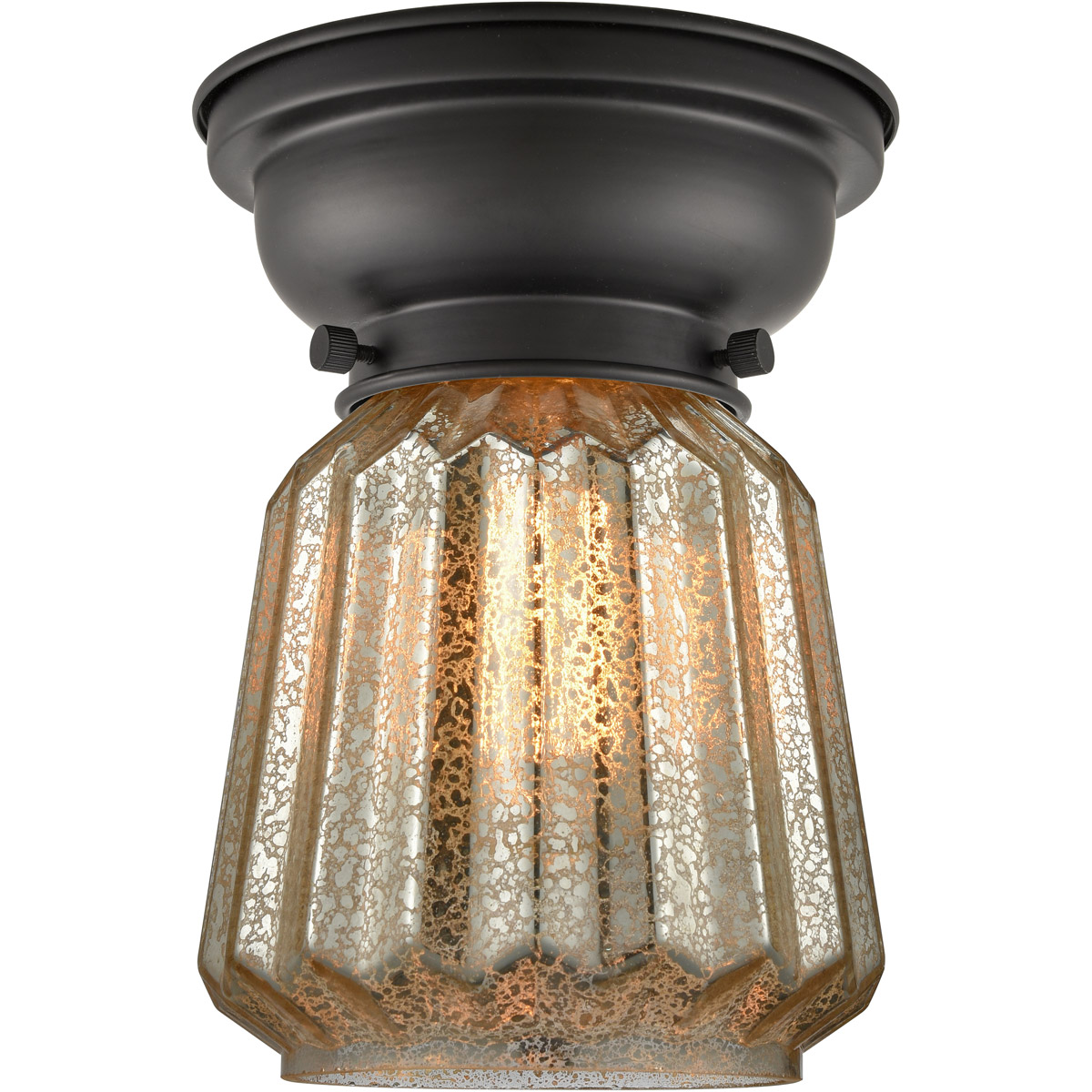 Aditi Chatham 1 Light 6 inch Matte Black Flush Mount Ceiling Light in Mercury Glass, Aditi