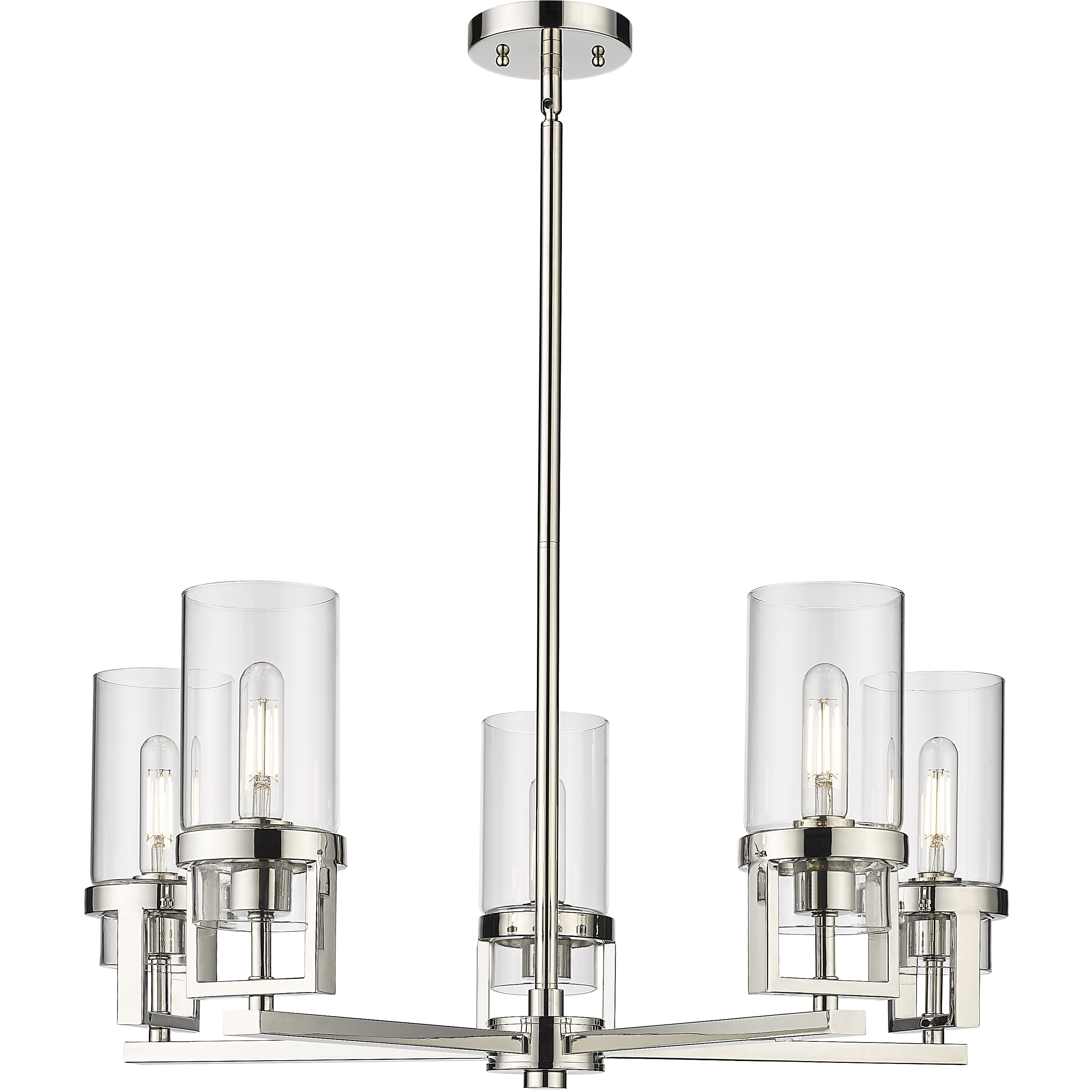 Utopia 5 Light 27.38 inch Polished Nickel Chandelier Ceiling Light in Clear Glass