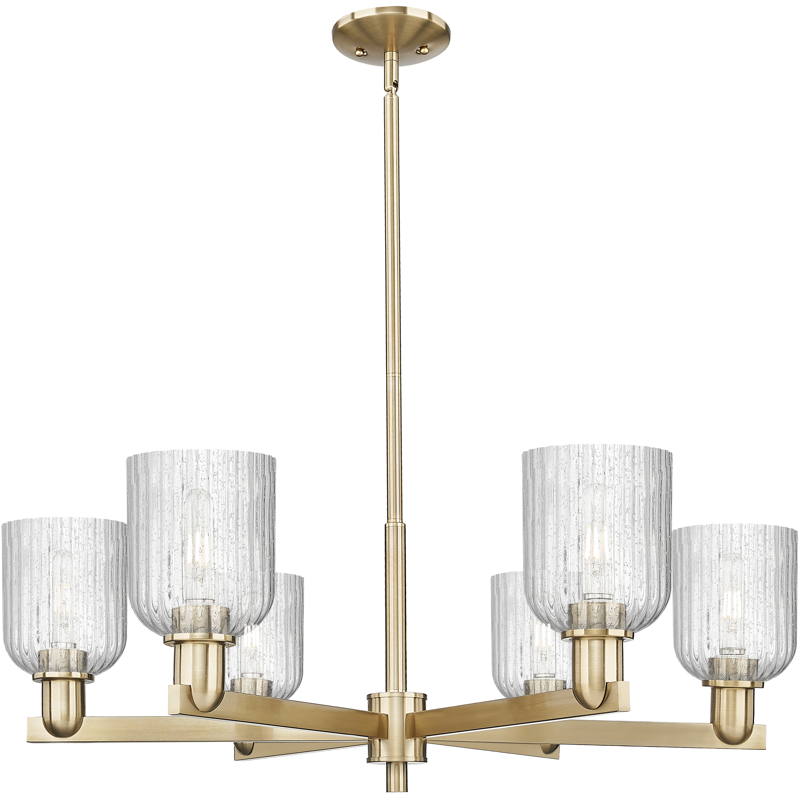 Bridal Veil 6 Light 34.75 inch Champagne Bronze Chandelier Ceiling Light in Seedy Glass