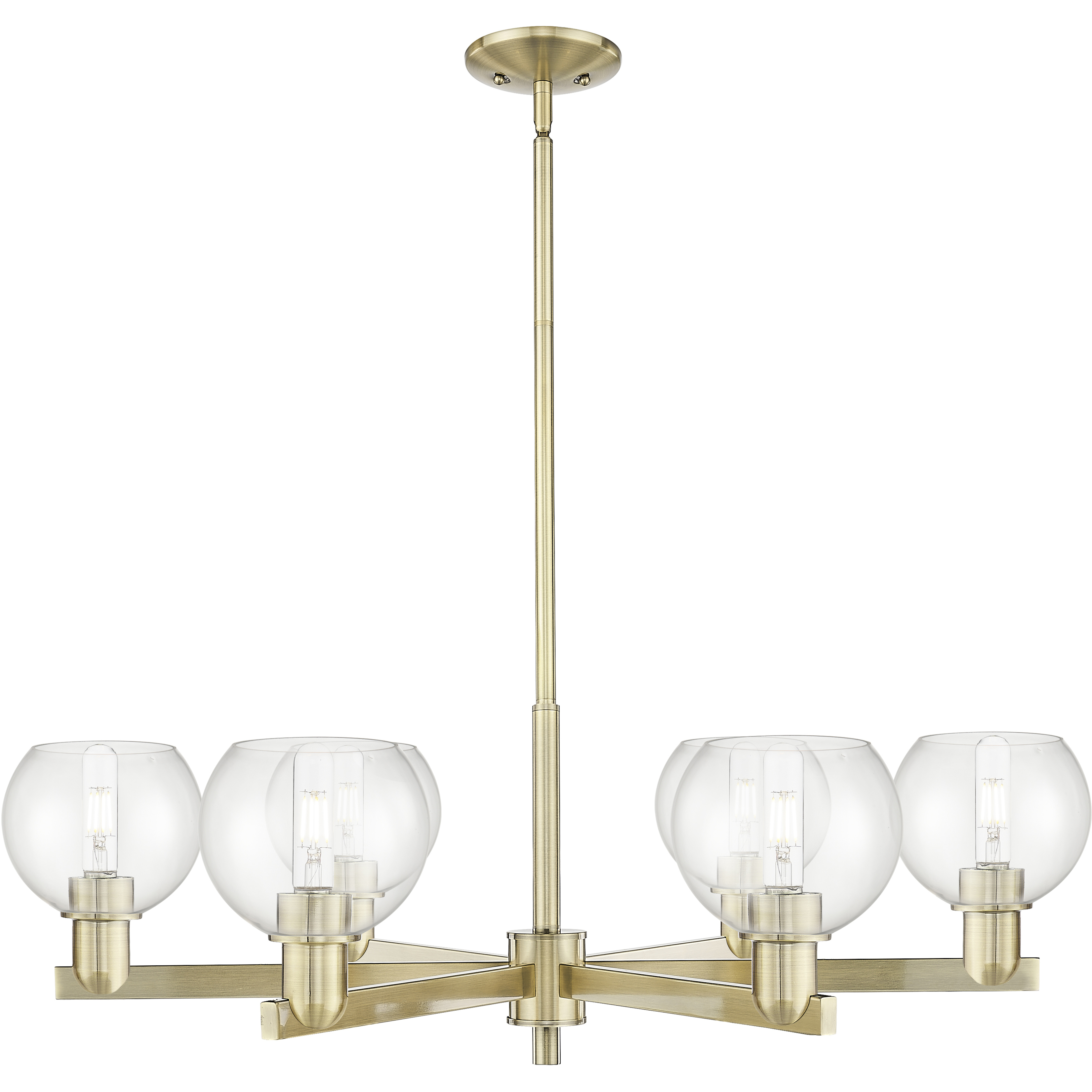 Arcadia Athens 6 Light 35.63 inch Antique Brass Chandelier Ceiling Light in Clear