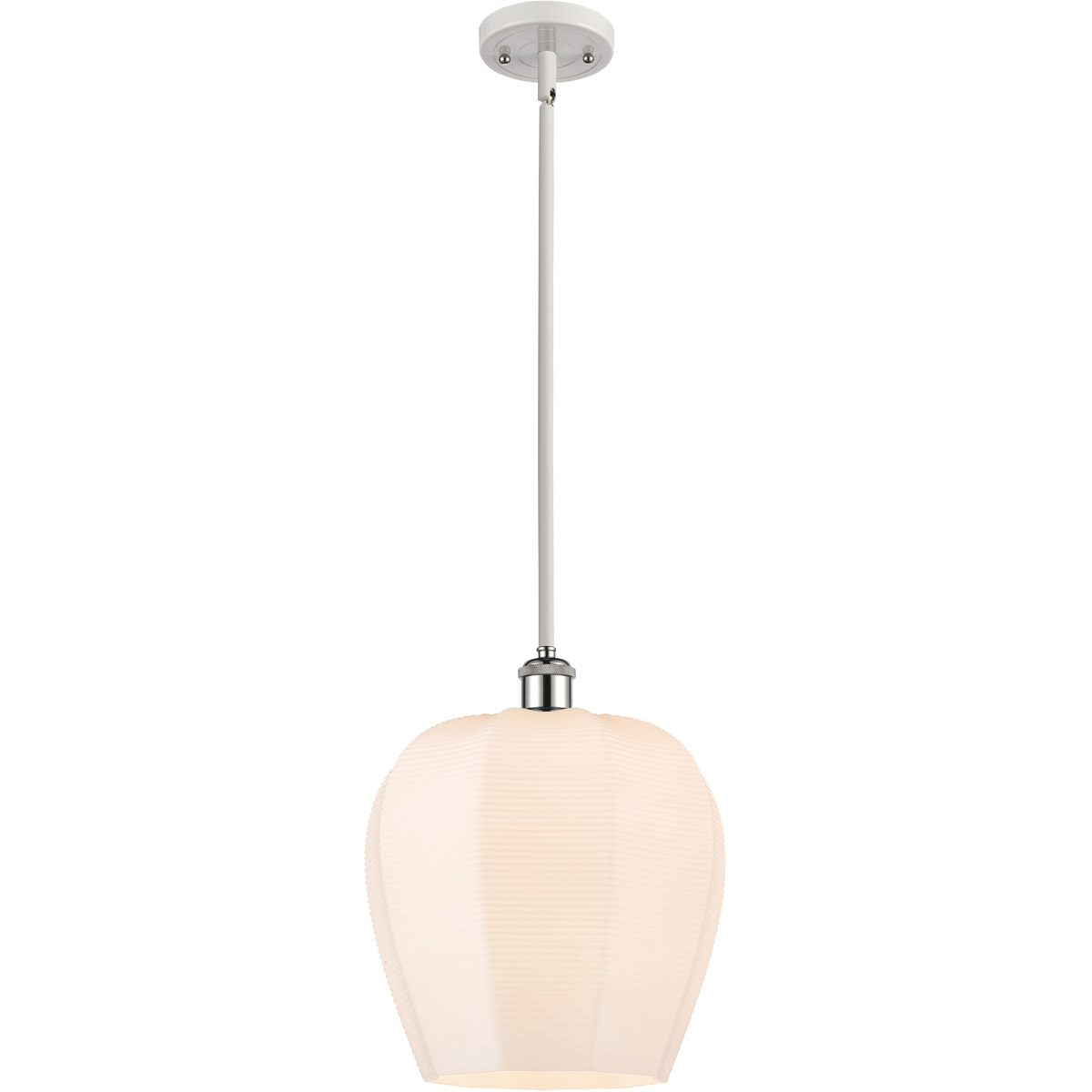 Ballston Norfolk LED 12 inch White and Polished Chrome Mini Pendant Ceiling Light in Matte White Glass