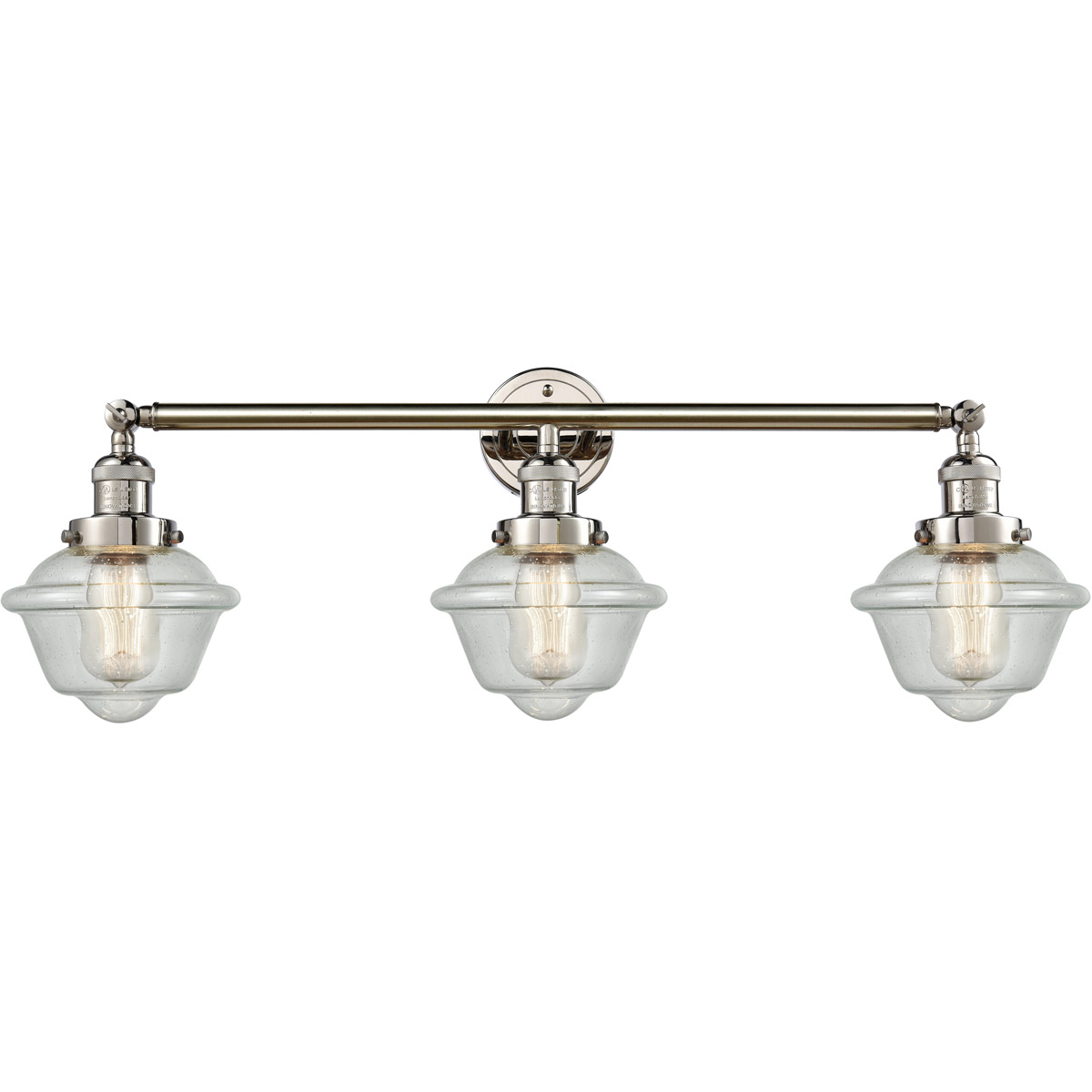Franklin Restoration Small Oxford LED 34 inch Polished Nickel Bath Vanity Light Wall Light in Seedy Glass, Franklin Restoration