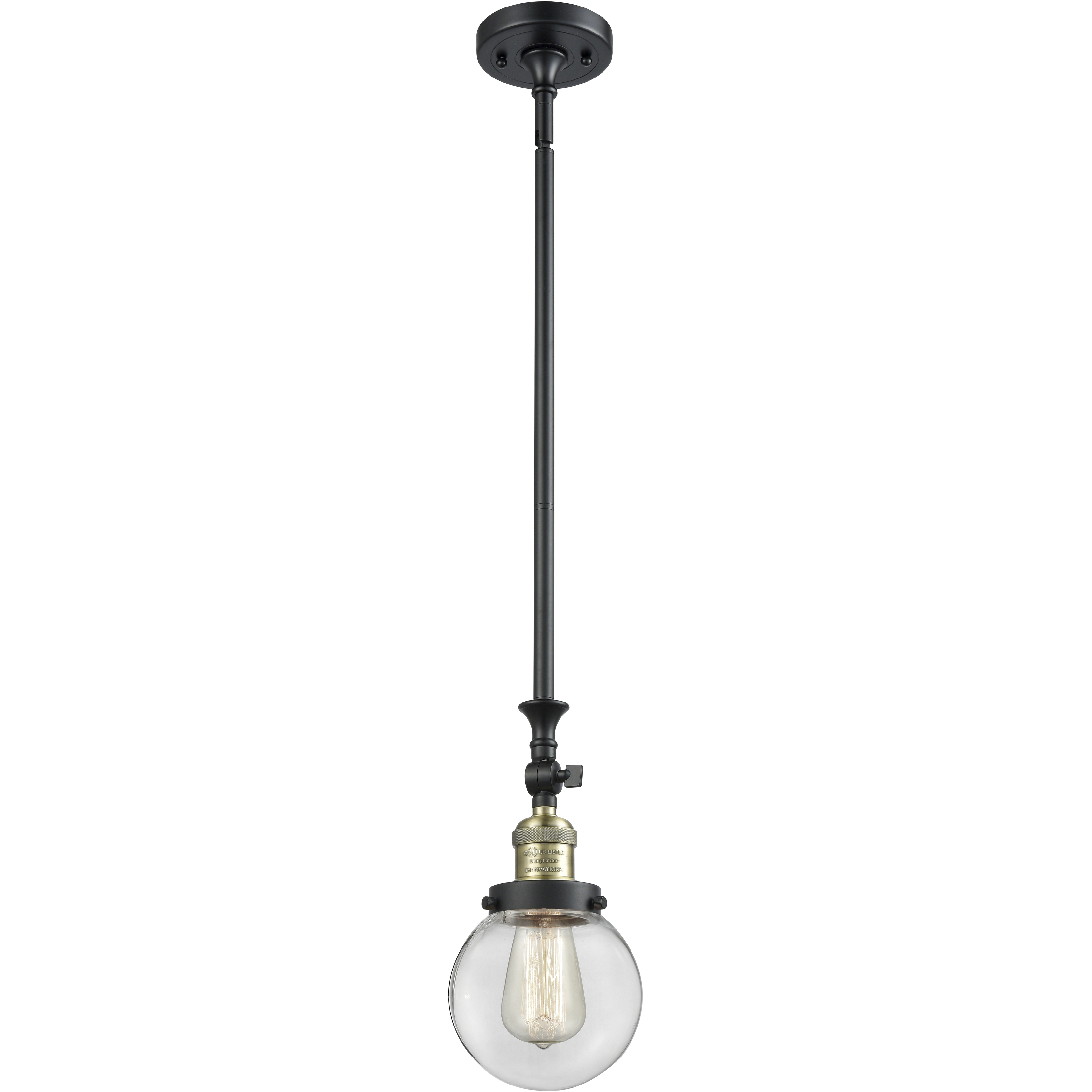 Franklin Restoration Beacon LED 6 inch Black Antique Brass Mini Pendant Ceiling Light in Clear, Franklin Restoration