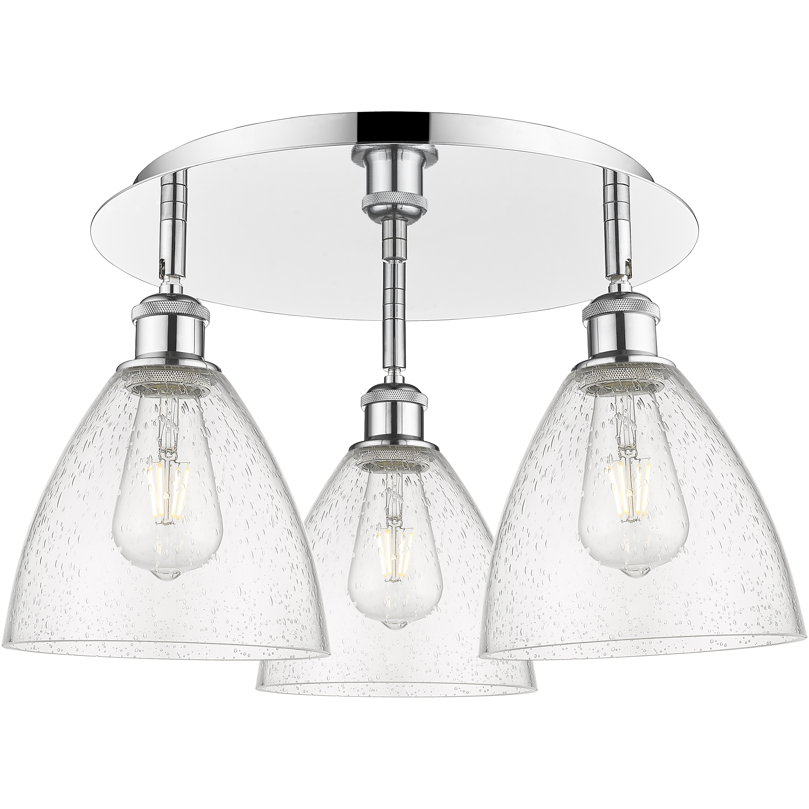 Bristol Glass 3 Light 19.25 inch Polished Chrome Flush Mount Ceiling Light in Seedy