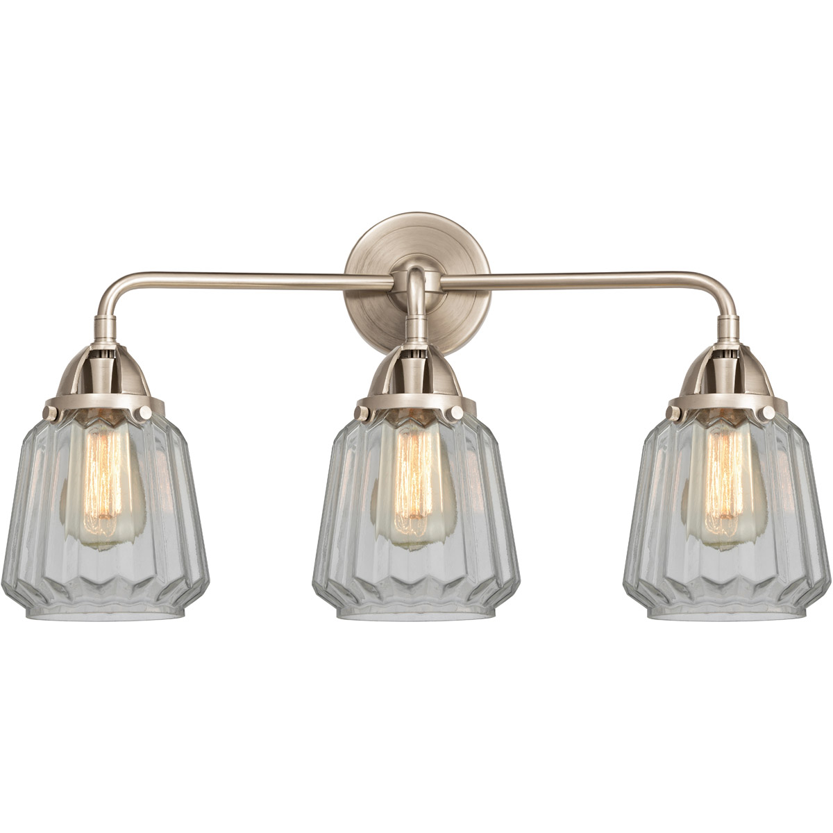 Nouveau 2 Chatham 3 Light 24 inch Black Polished Nickel Bath Vanity Light Wall Light in Clear Glass