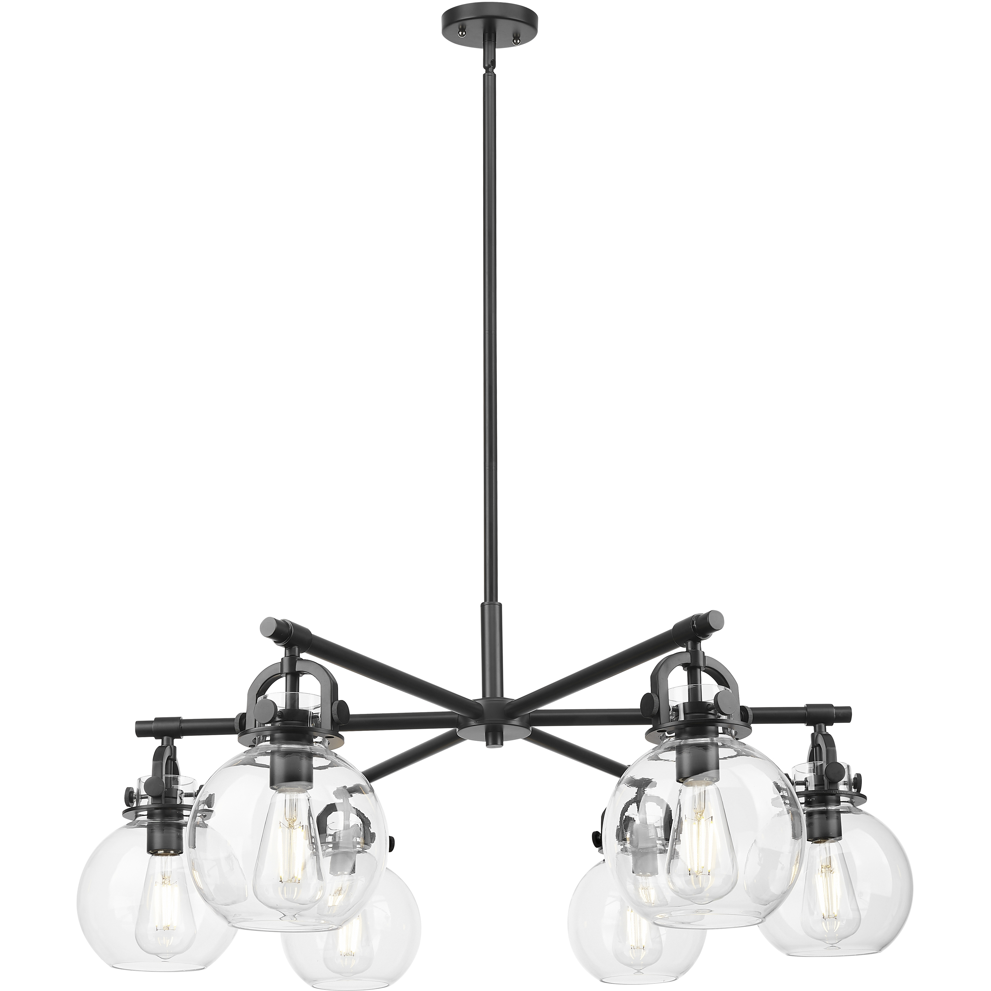 Newton Sphere 6 Light 26 inch Matte Black Chandelier Ceiling Light in Clear Glass