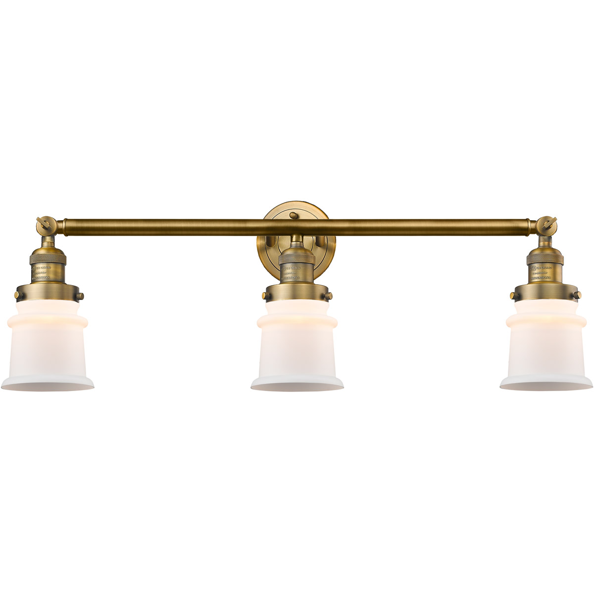 Franklin Restoration Small Canton LED 30 inch Brushed Brass Bath Vanity Light Wall Light in Matte White Glass, Franklin Restoration