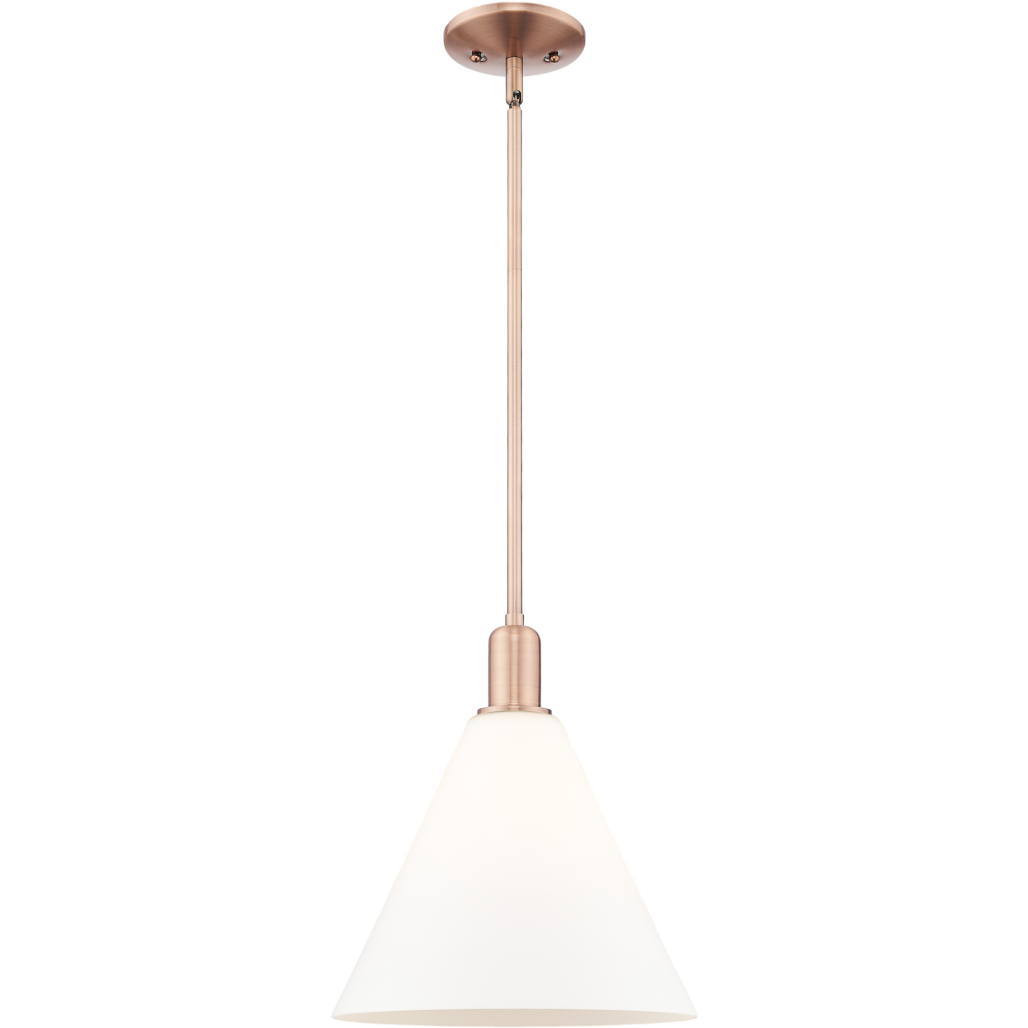 Arcadia Berkshire Glass 1 Light 12 inch Antique Copper Mini Pendant Ceiling Light in Matte White