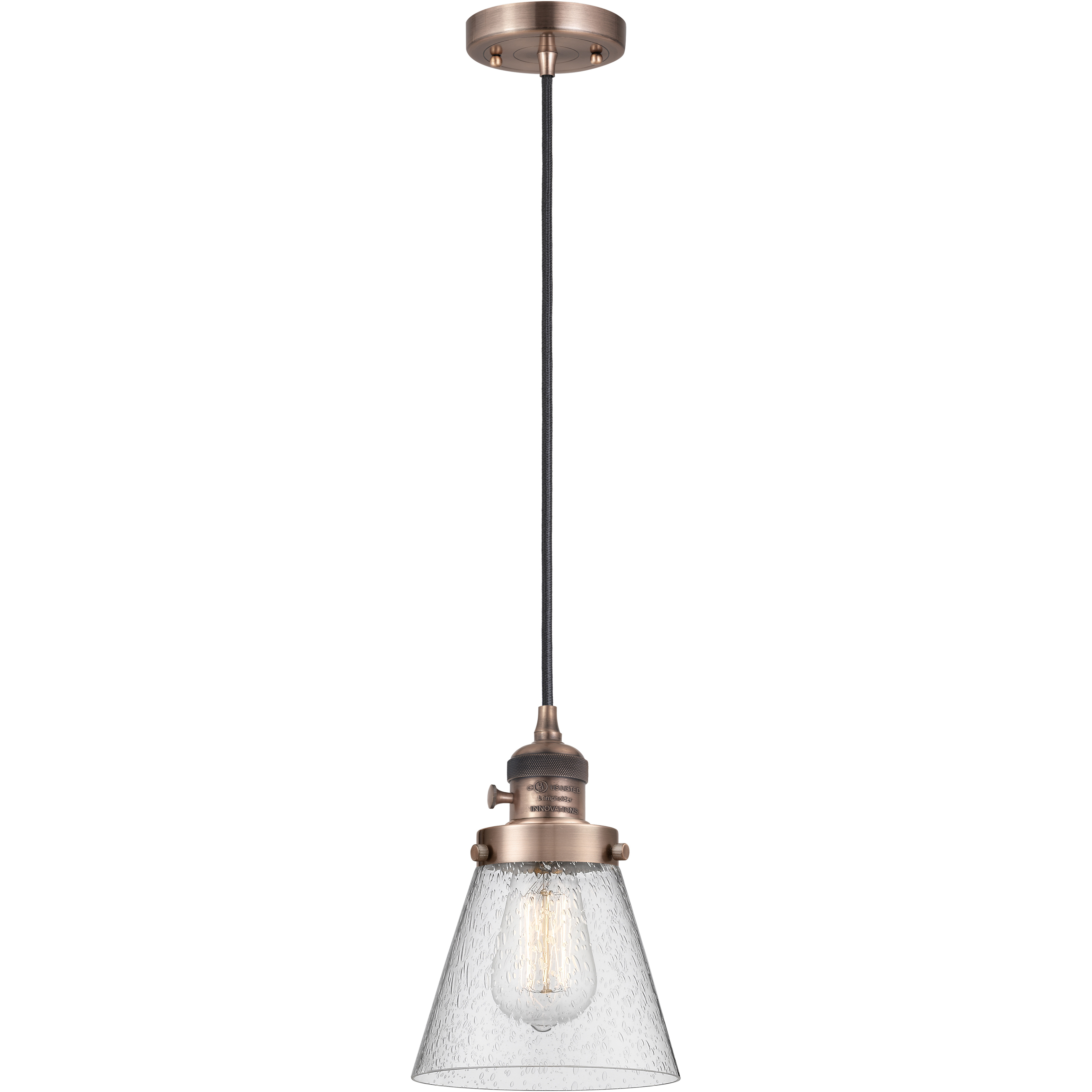 Franklin Restoration Cone 1 Light 6 inch Antique Copper Mini Pendant Ceiling Light in Incandescent, Seedy