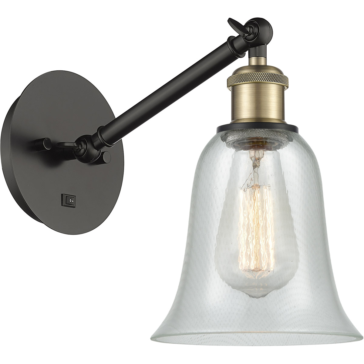Ballston Hanover LED 6.25 inch Black Antique Brass Sconce Wall Light in Fishnet Glass