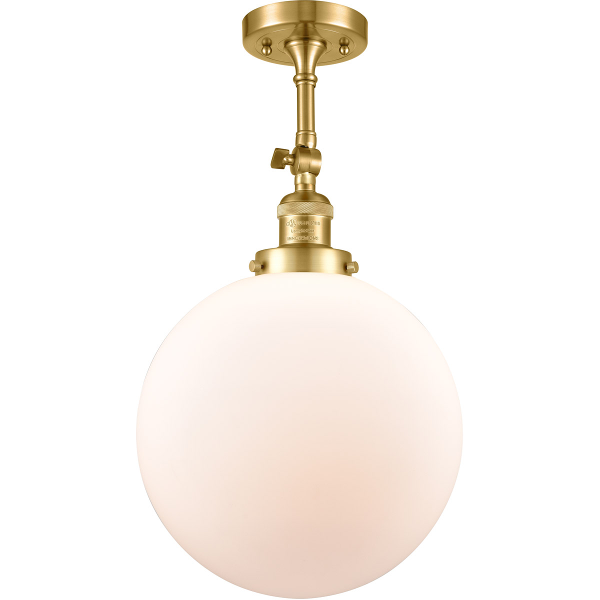 Franklin Restoration XX-Large Beacon LED 12 inch Satin Gold Semi-Flush Mount Ceiling Light in Matte White Glass, Franklin Restoration