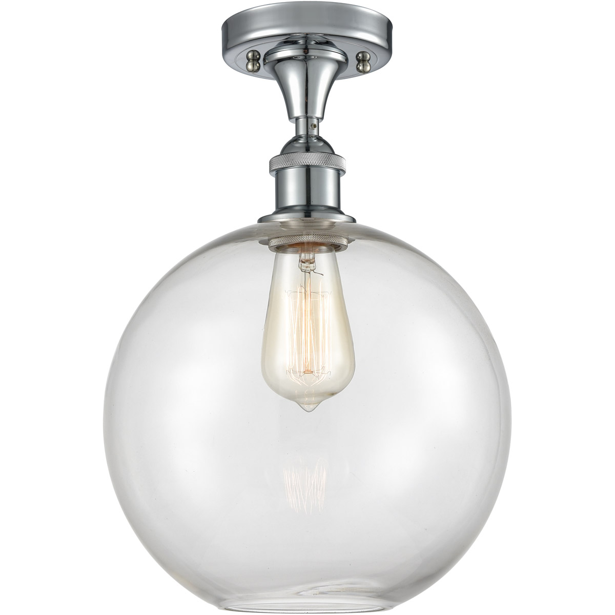 Ballston Large Athens 1 Light 10 inch Polished Chrome Semi-Flush Mount Ceiling Light in Clear Glass, Ballston