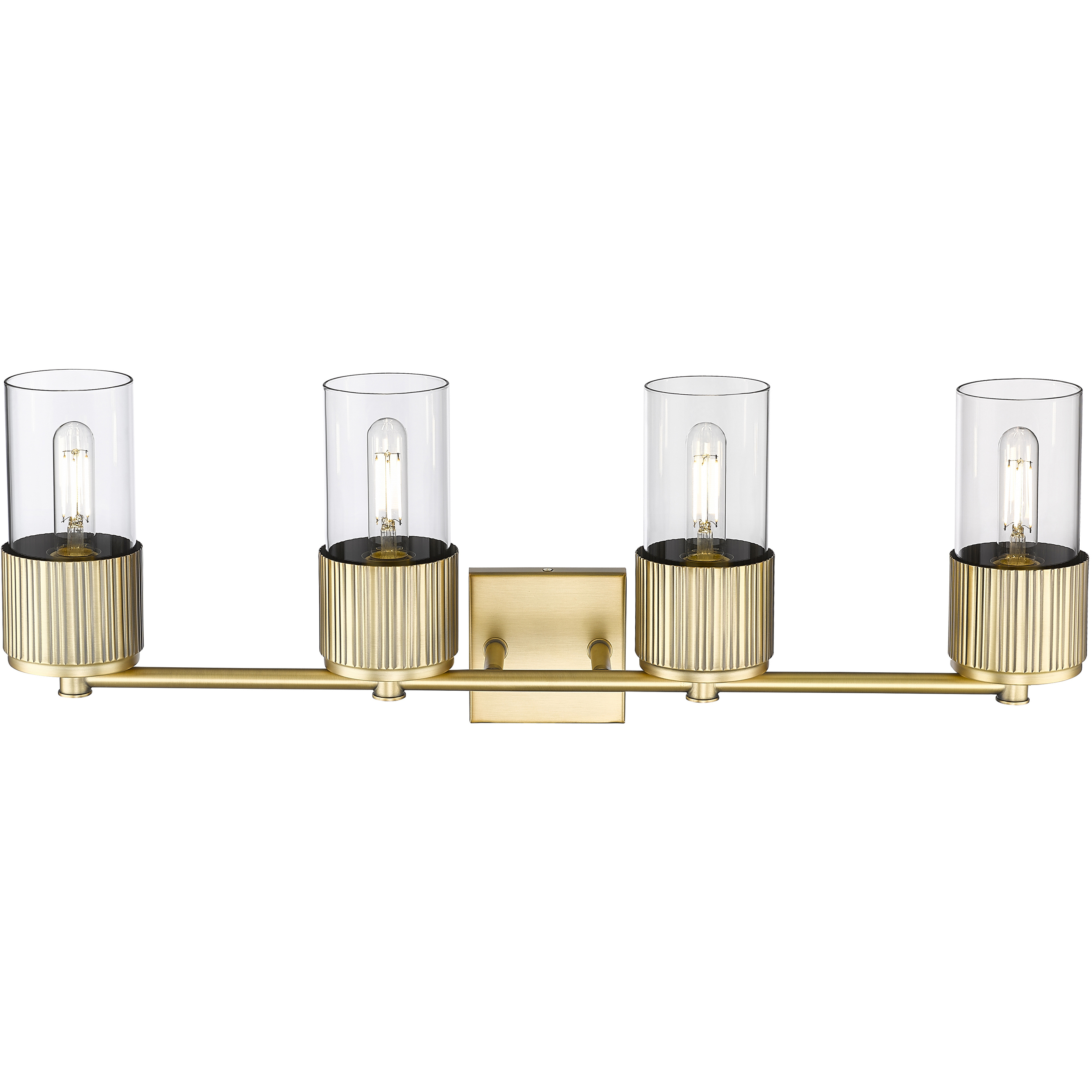 Bolivar 4 Light 31 inch Brushed Brass Bath Vanity Light Wall Light in Clear Glass