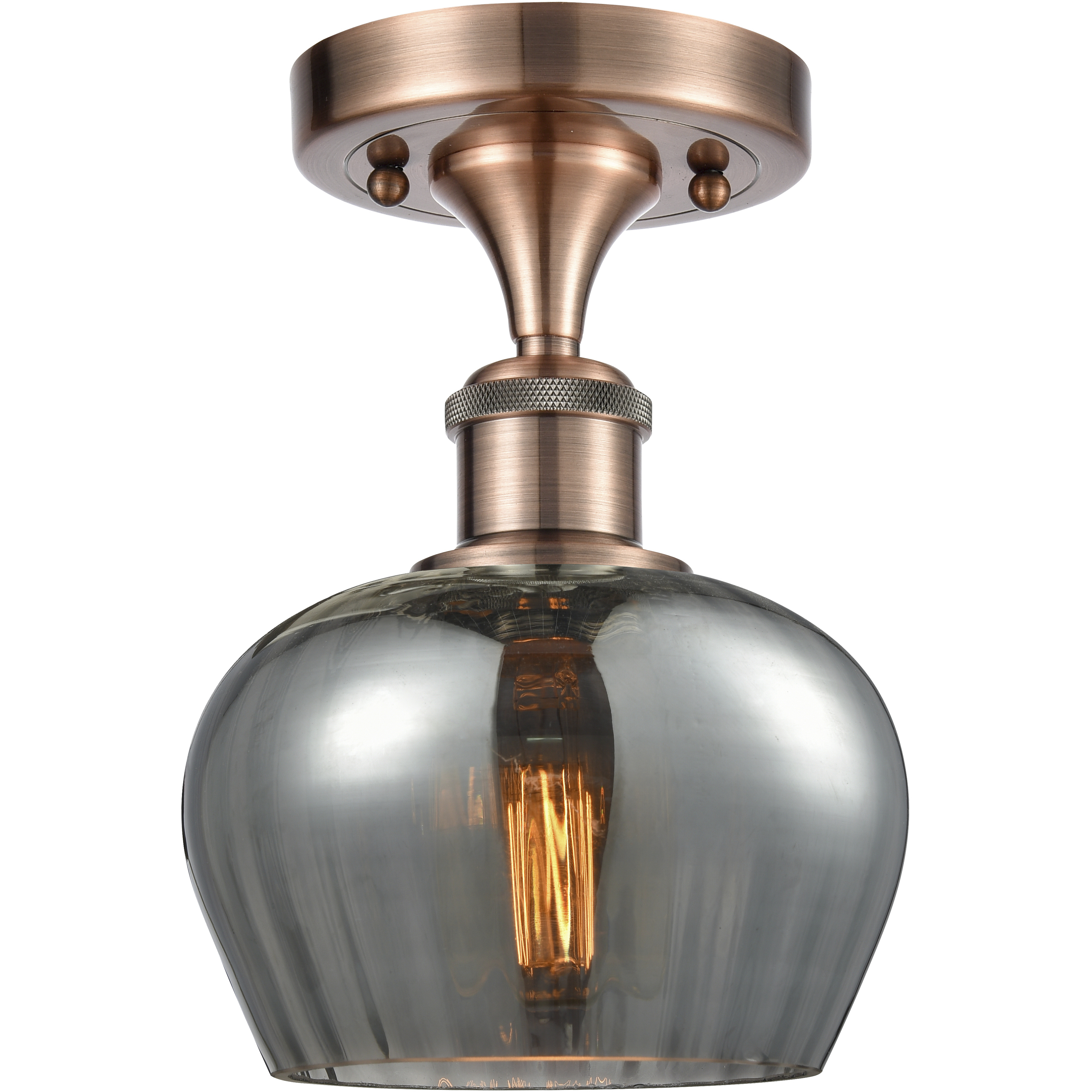 Fenton 1 Light 6.5 inch Antique Copper Semi-Flush Mount Ceiling Light