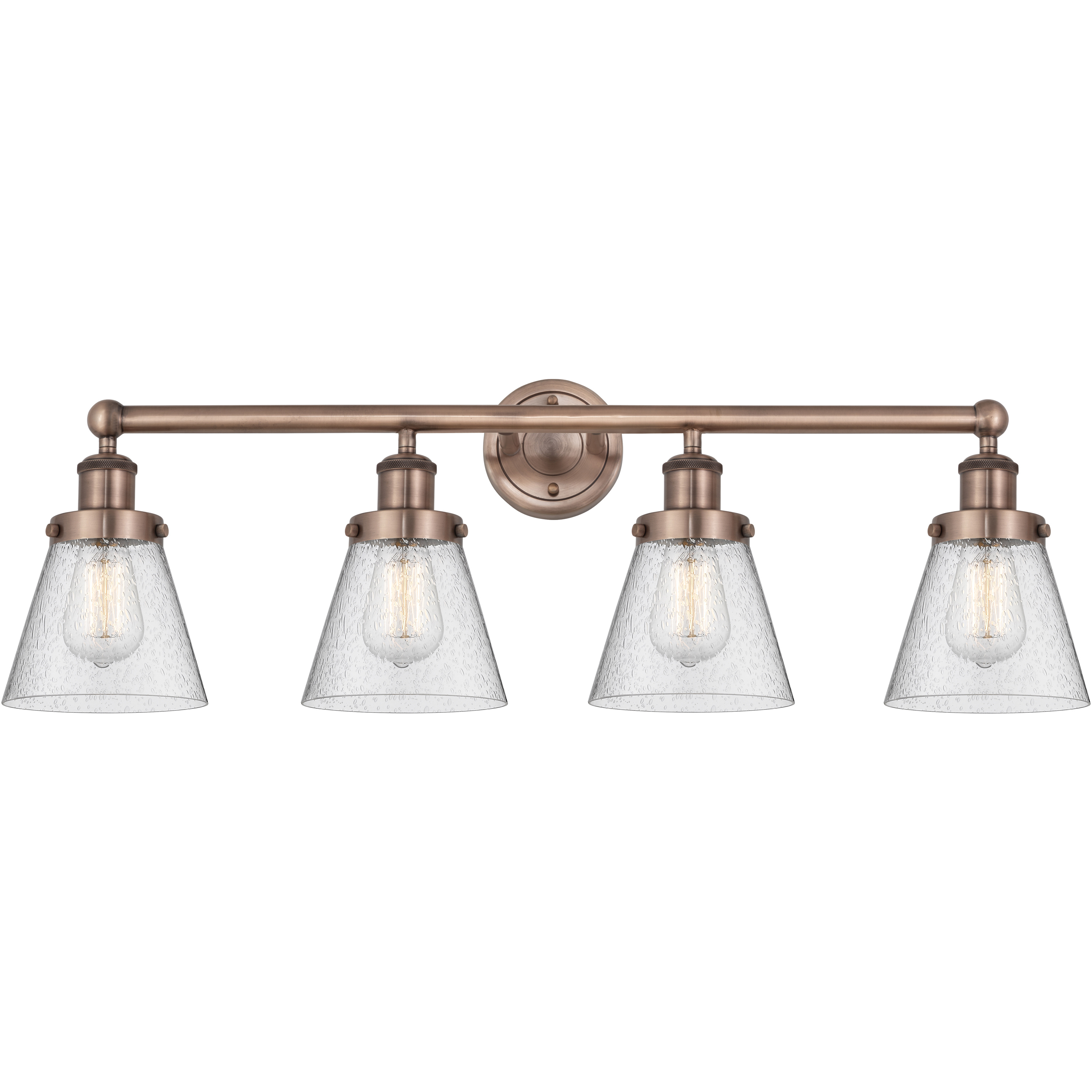 Cone 4 Light 33.5 inch Antique Copper Bath Vanity Light Wall Light in Seedy