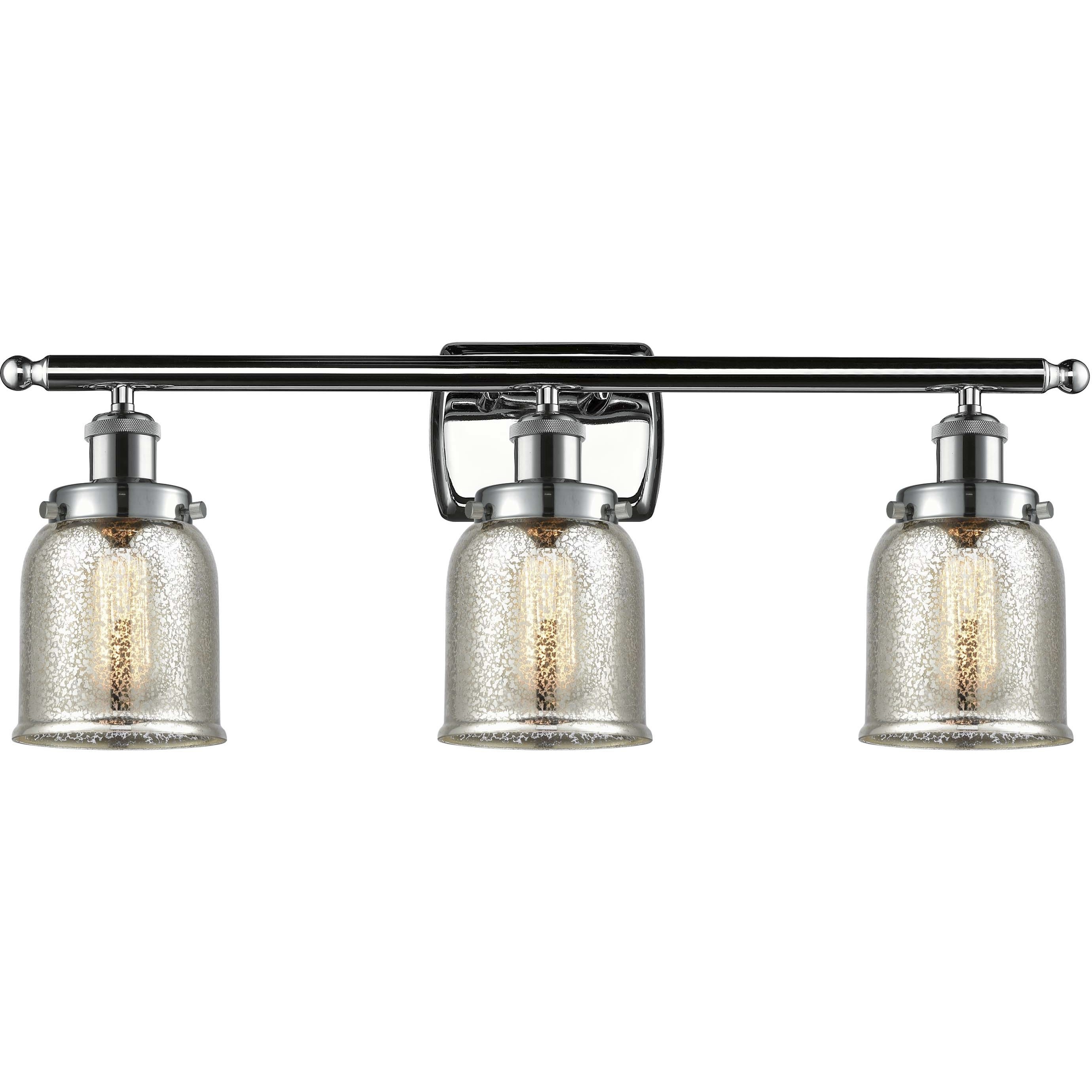 Small Bell 3 Light 26 inch Polished Chrome Bath Vanity Light Wall Light, Ballston
