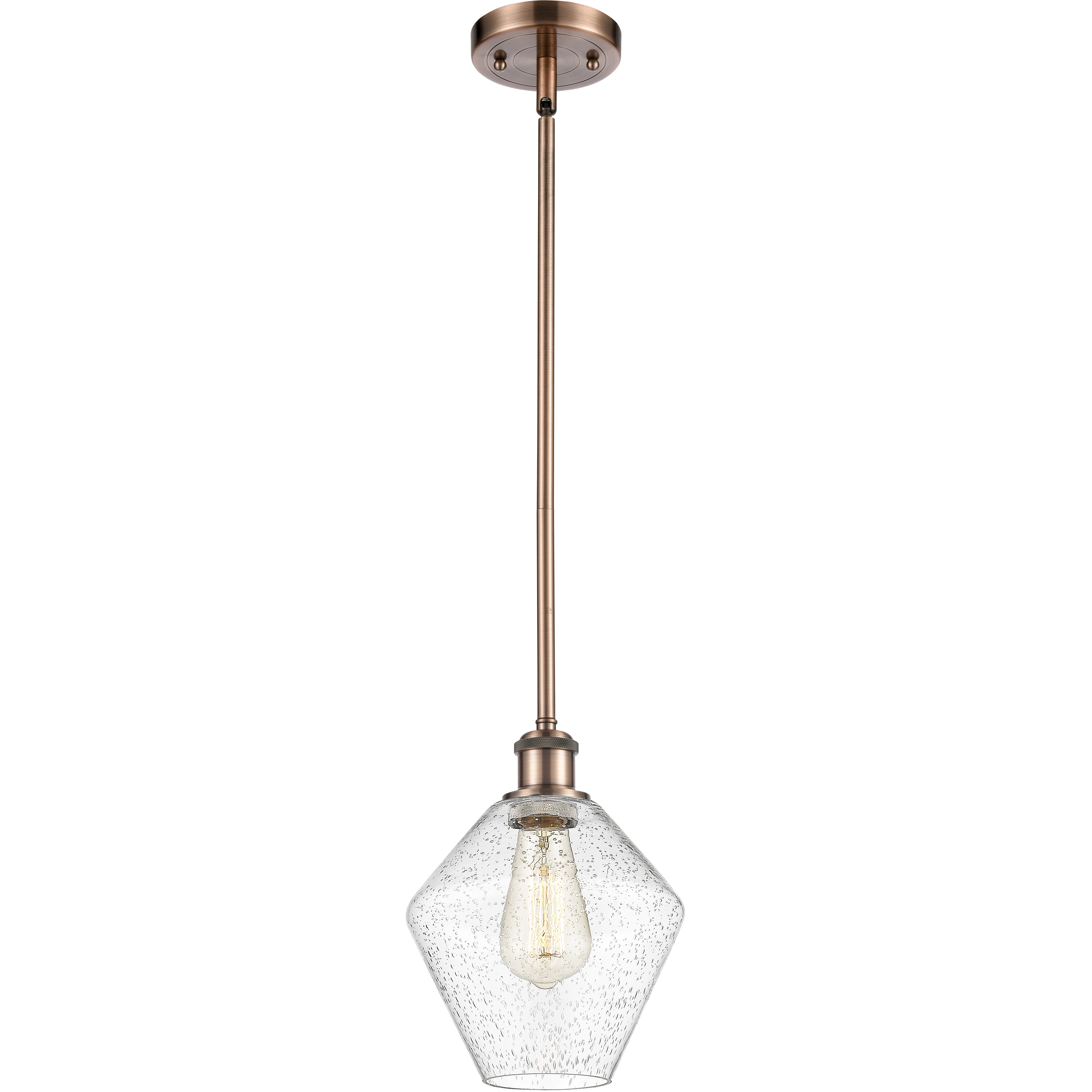 Ballston Cindyrella LED 8 inch Antique Copper Mini Pendant Ceiling Light in Seedy Glass