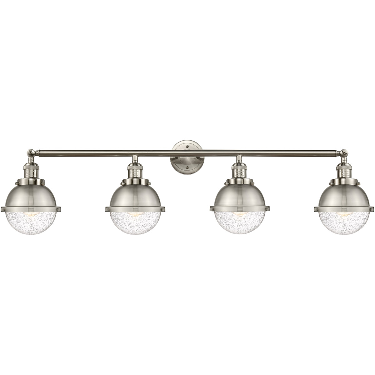 Franklin Restoration Hampden 4 Light 45.92 inch Brushed Brass Bath Vanity Light Wall Light in Seedy Glass