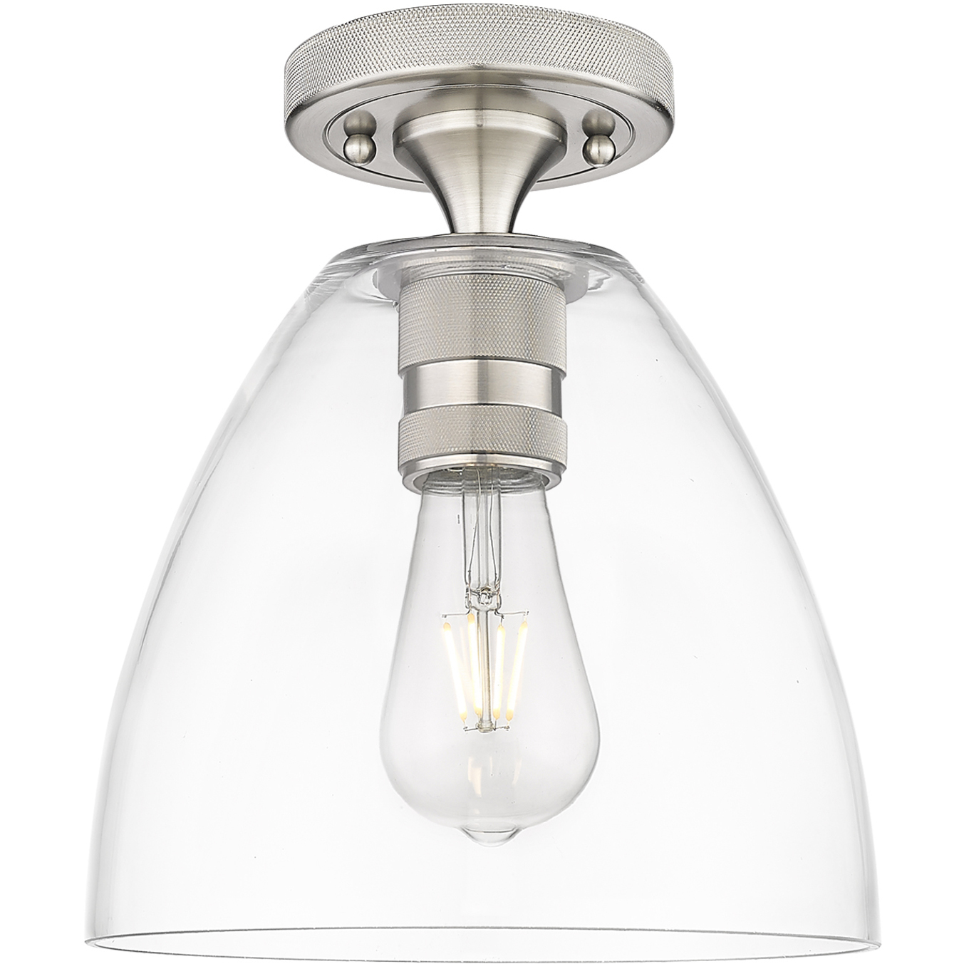 Crown Point 1 Light 9 inch Satin Nickel Flush Mount Ceiling Light in Clear Glass