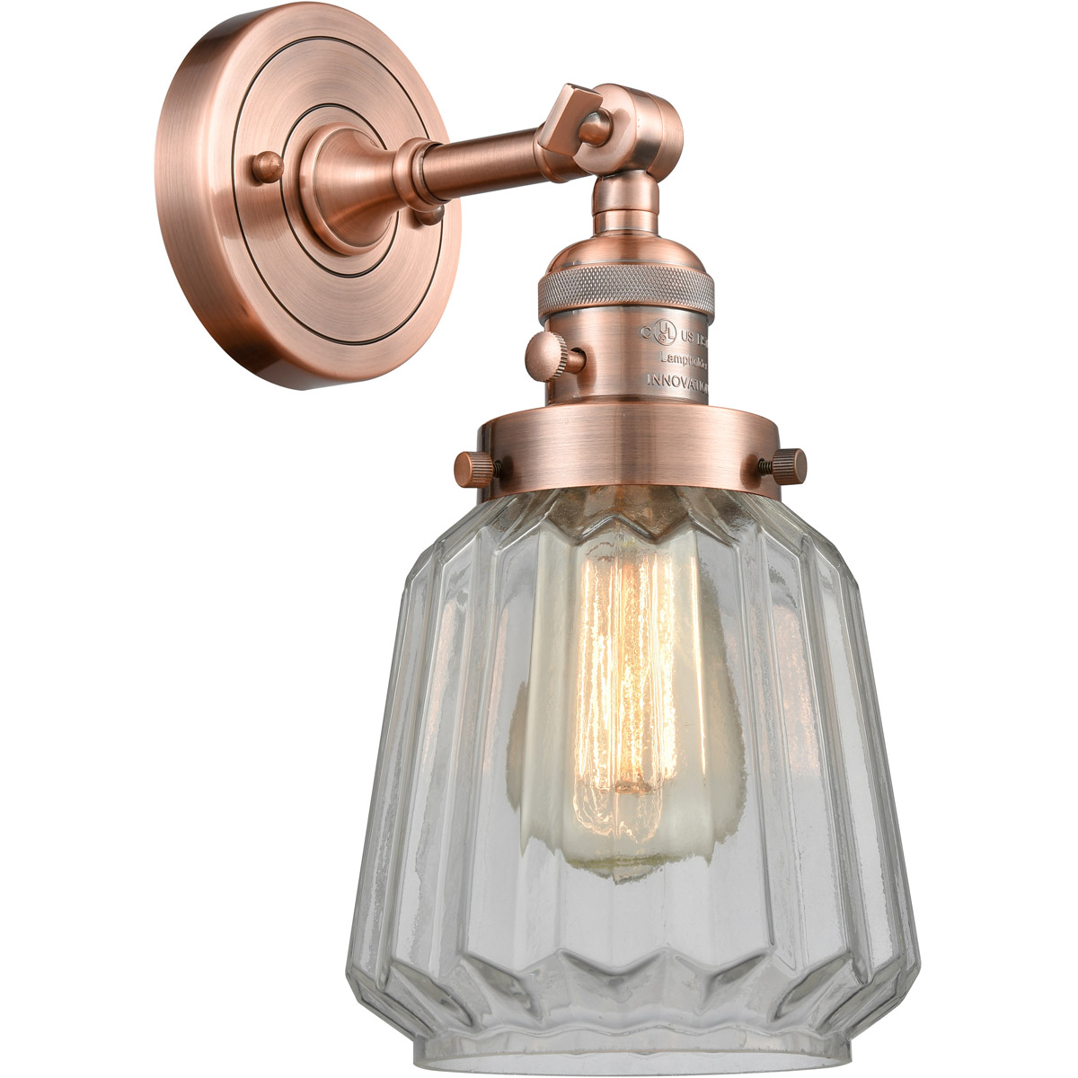 Franklin Restoration Chatham 1 Light 6 inch Antique Copper Sconce Wall Light in Clear Glass, Franklin Restoration