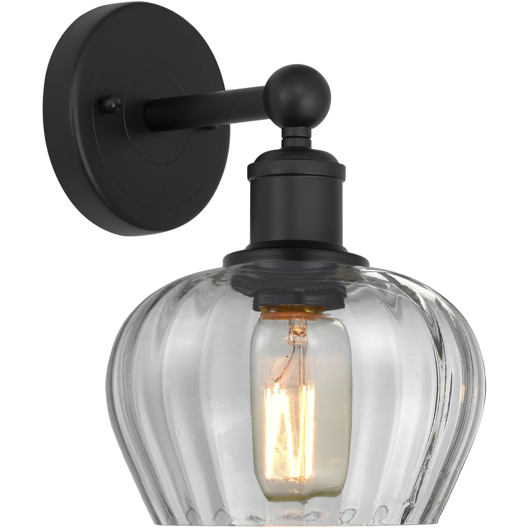 Edison Fenton 1 Light 7 inch Matte Black Sconce Wall Light in Clear Glass