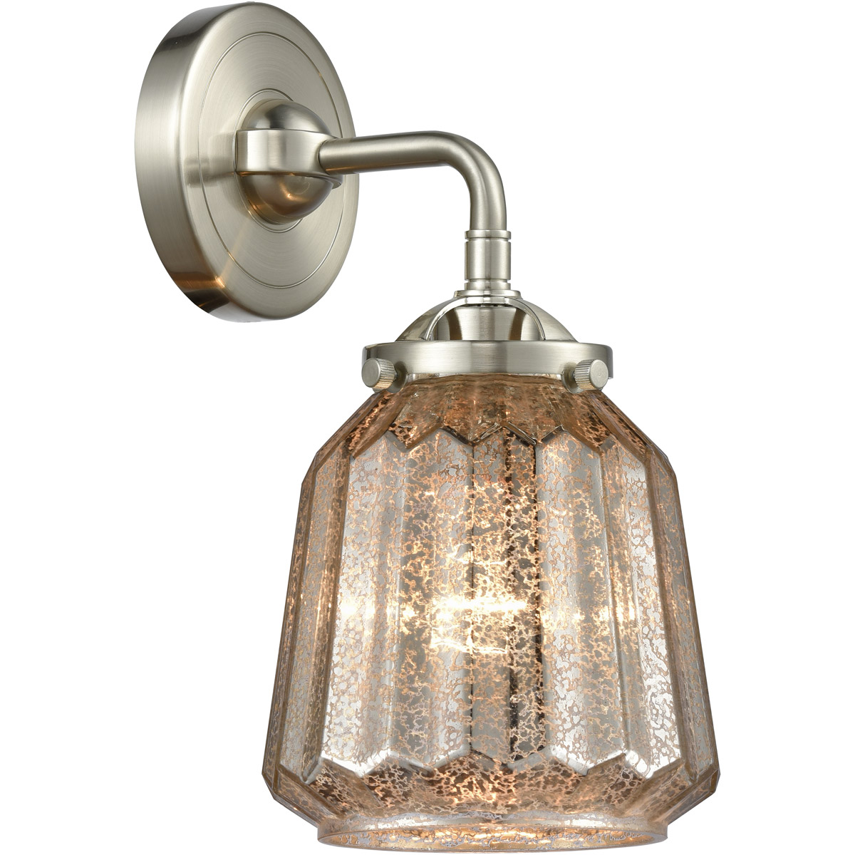 Nouveau Chatham 1 Light 6 inch Brushed Satin Nickel Sconce Wall Light in Mercury Glass, Nouveau