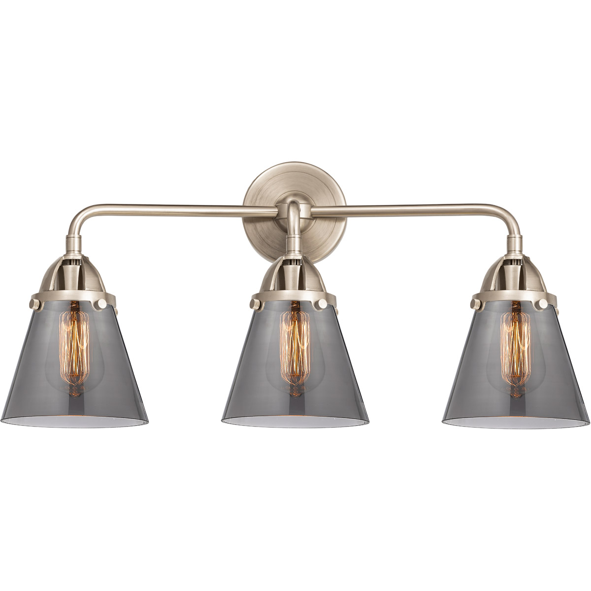 Nouveau 2 Small Cone LED 24.25 inch Oil Rubbed Bronze Bath Vanity Light Wall Light in Light Smoke Glass