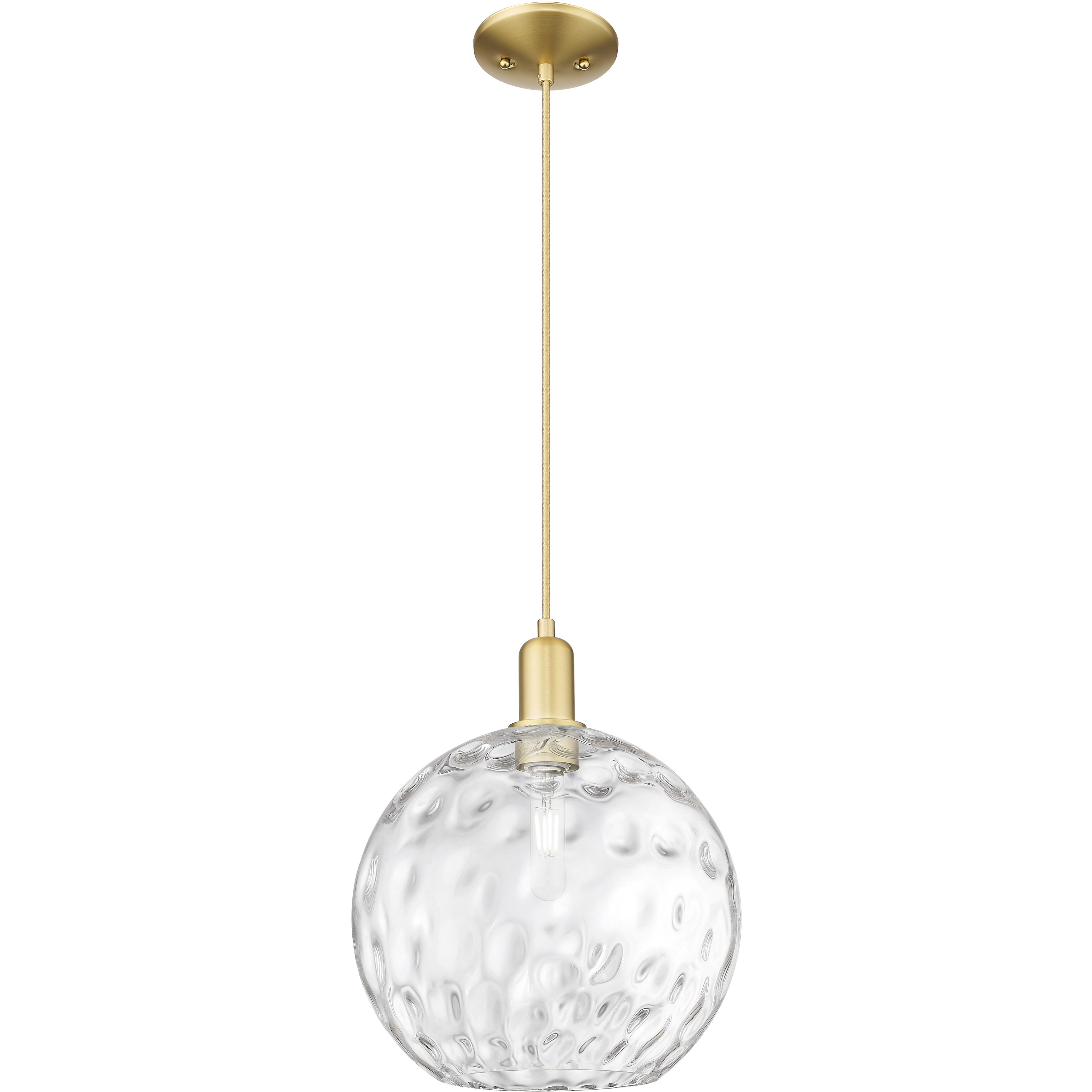 Arcadia Athens Water Glass 1 Light 12 inch Satin Gold Mini Pendant Ceiling Light