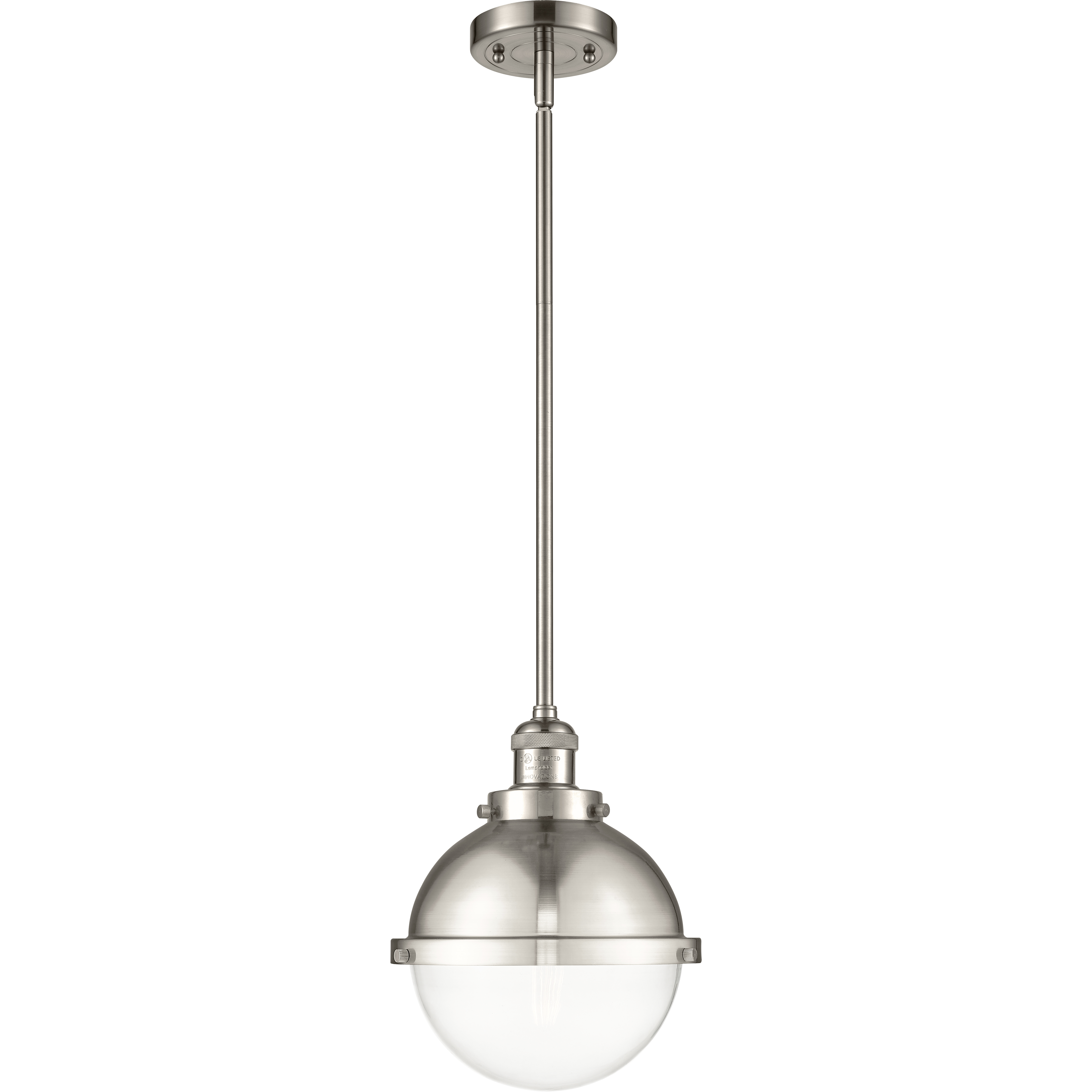 Franklin Restoration Hampden LED 9 inch Brushed Satin Nickel Mini Pendant Ceiling Light in Clear Glass